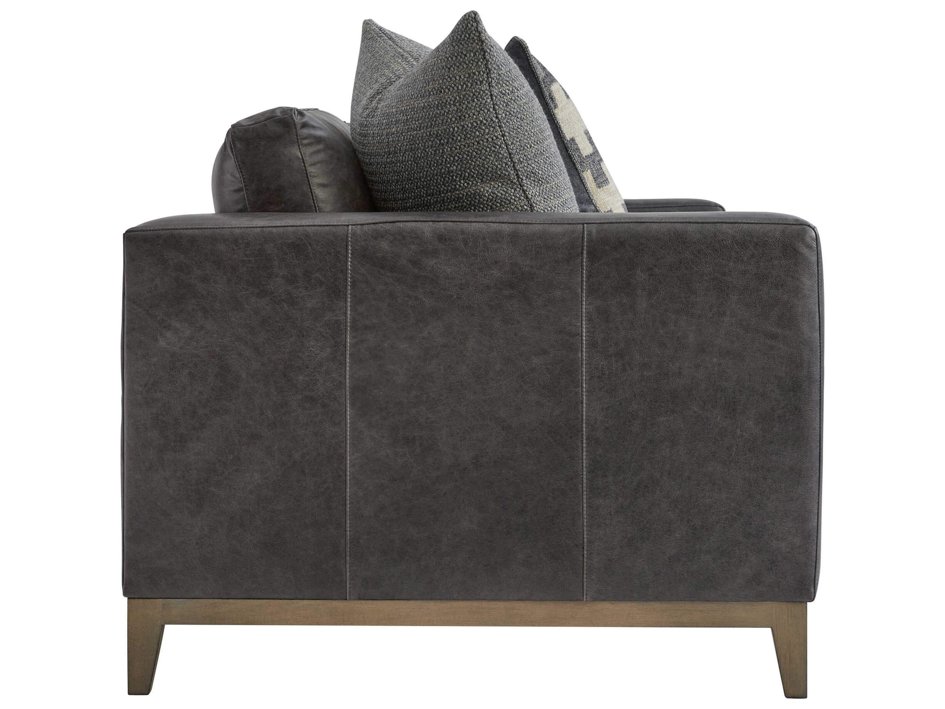 Bernhardt Noel Grey Leather Sofa