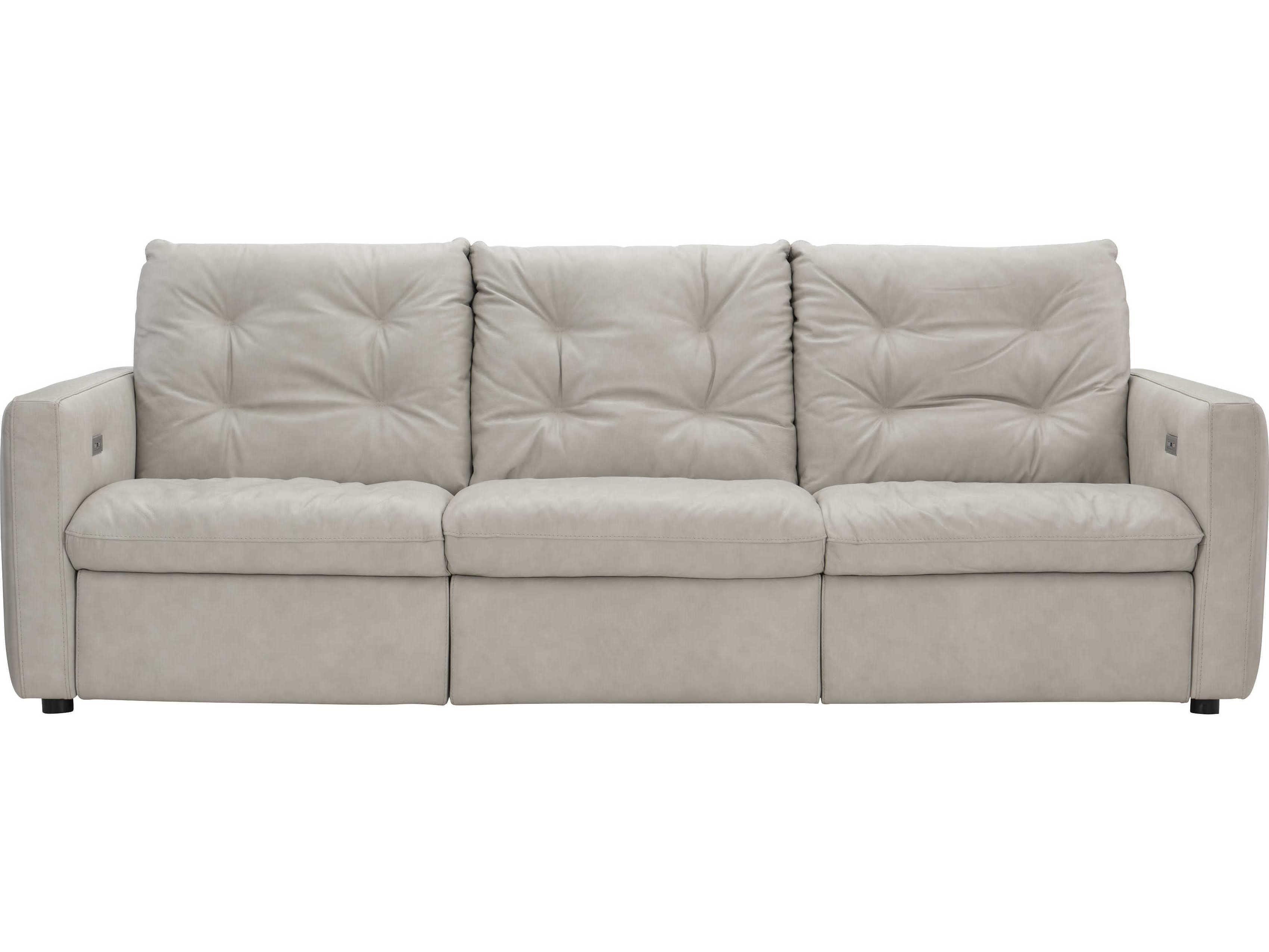 Bernhardt Kaya Power Motion White Leather Recliner Sofa