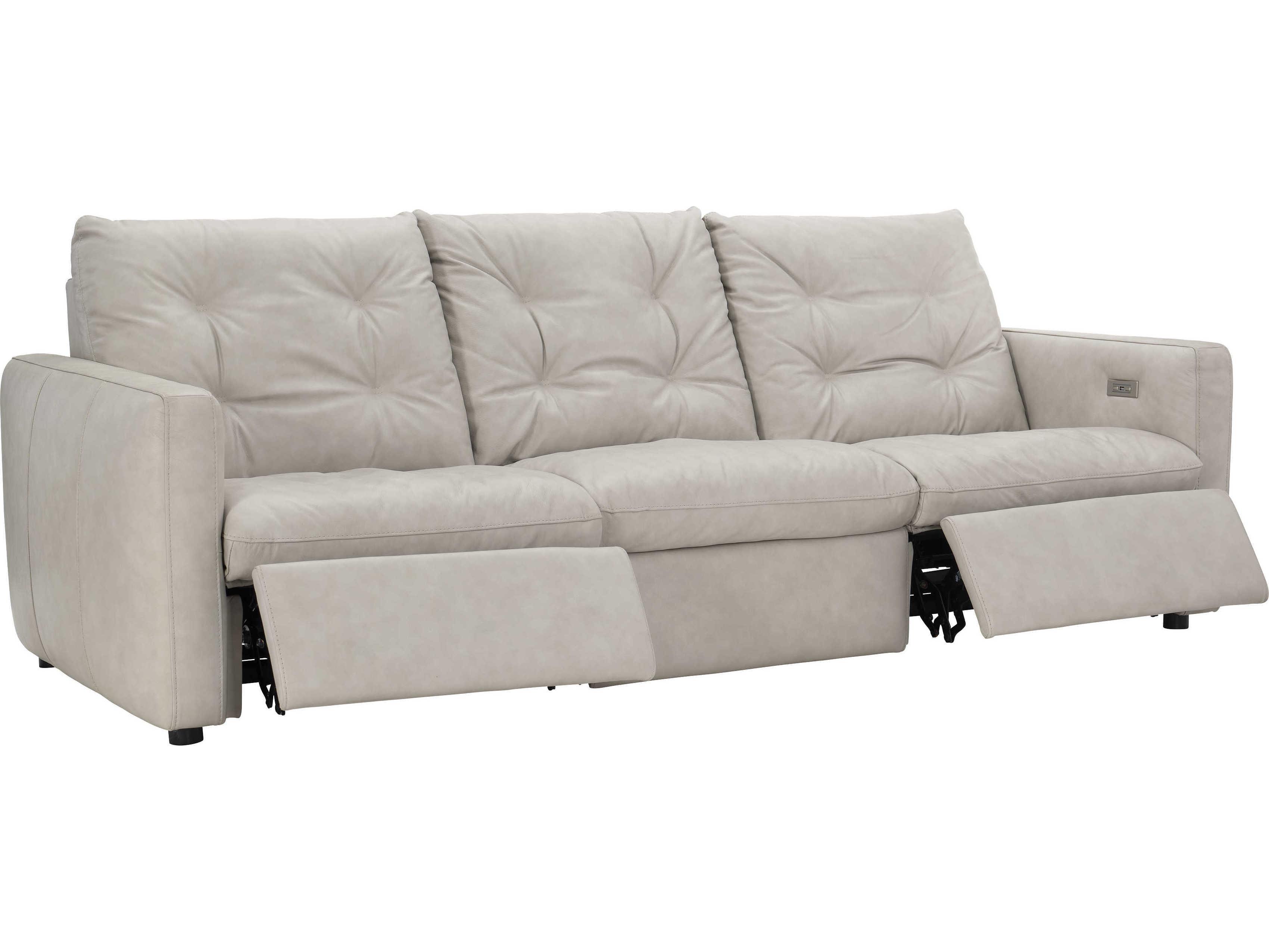 Bernhardt Kaya Power Motion White Leather Recliner Sofa