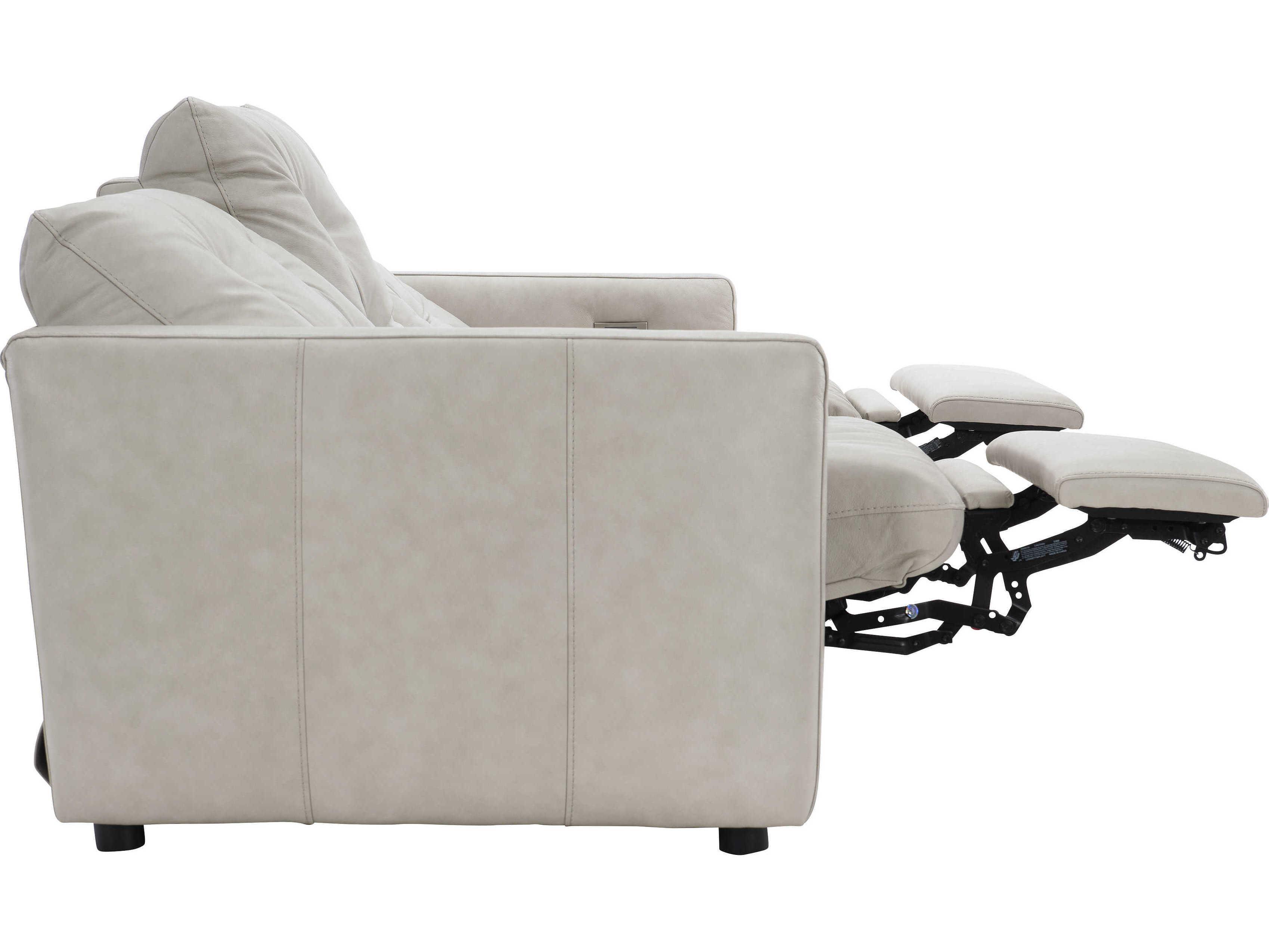 Bernhardt Kaya Power Motion White Leather Recliner Sofa