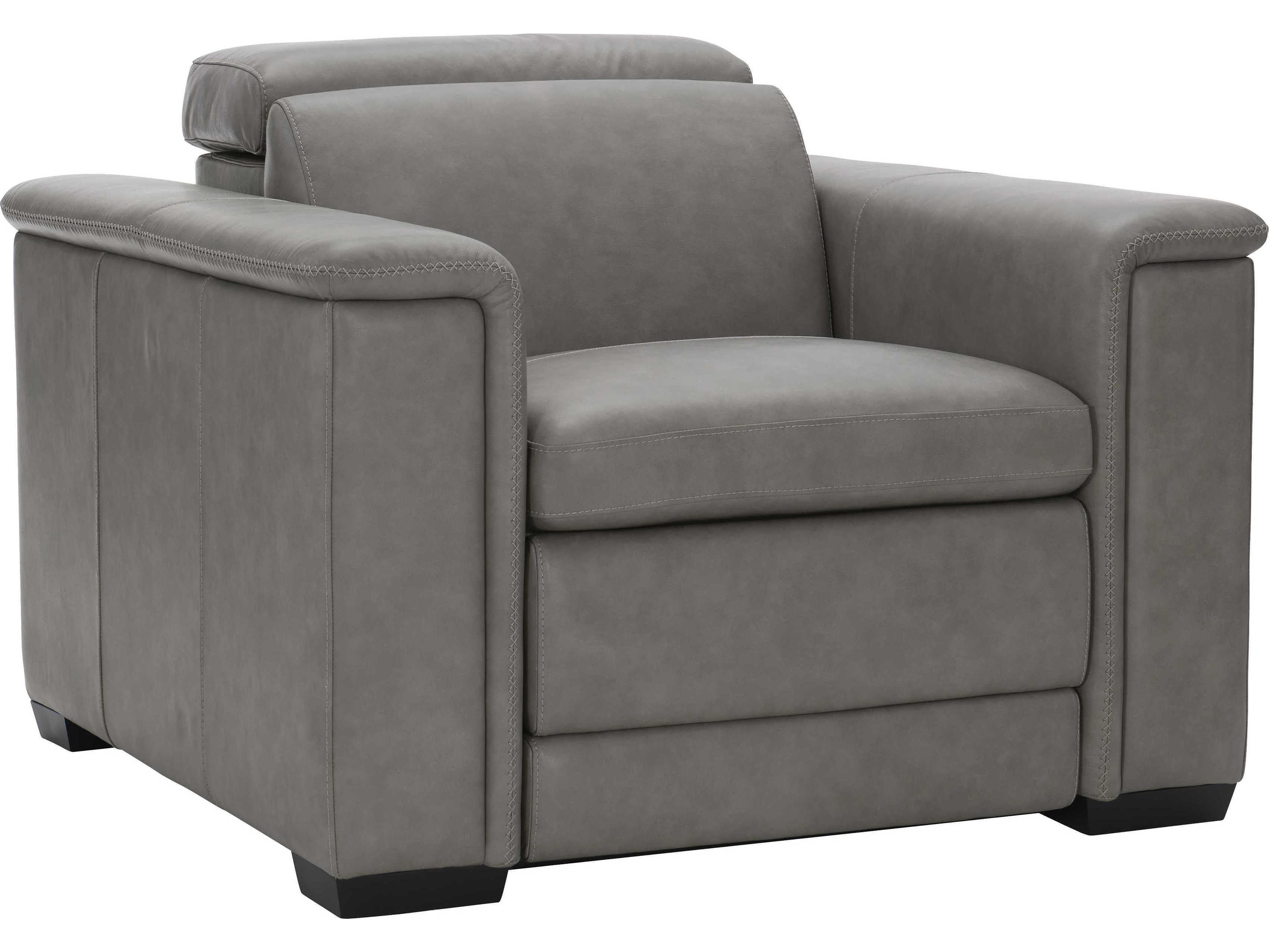 Bernhardt Lioni Mocha Gray Leather Recliner