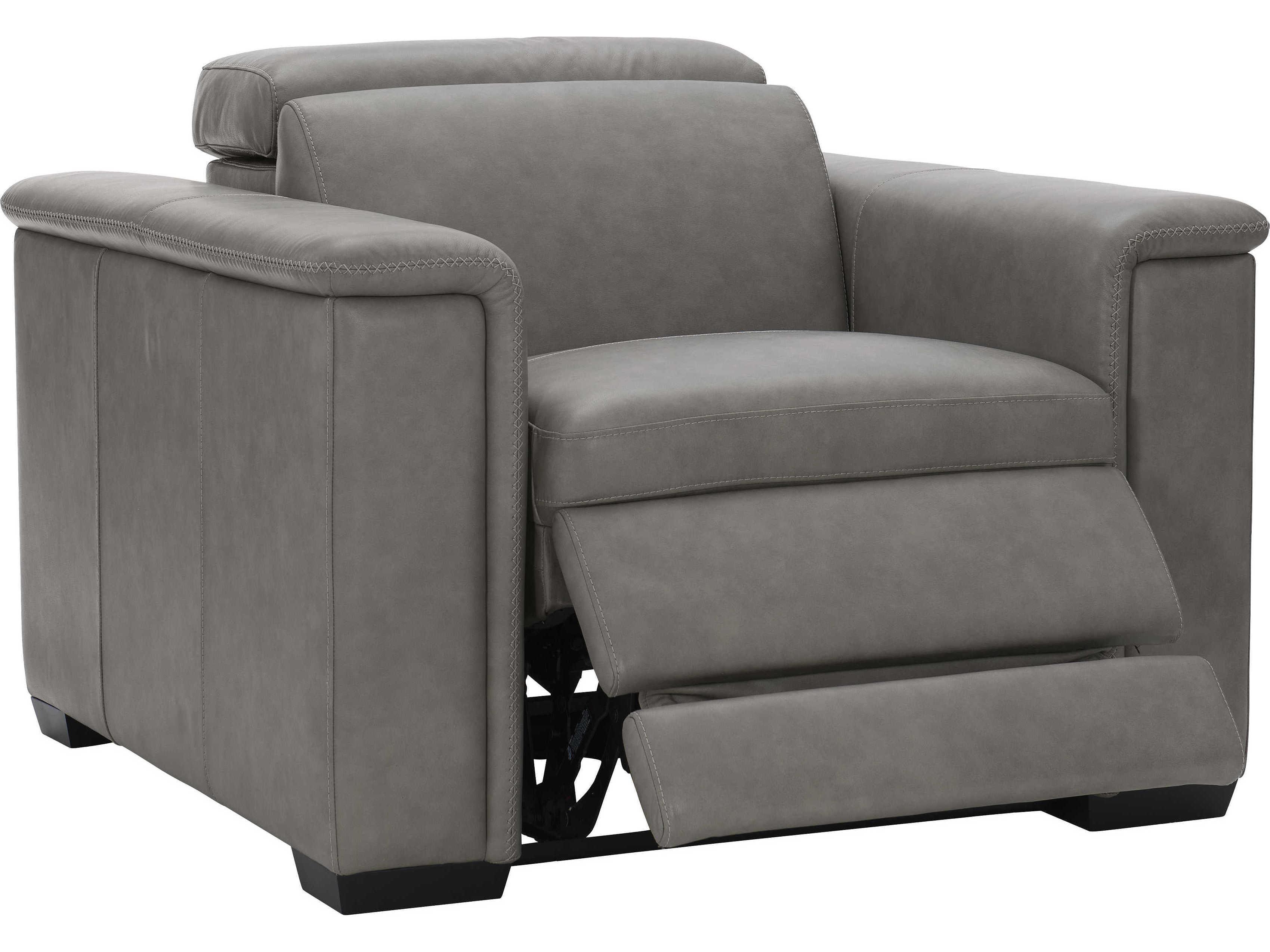Bernhardt Lioni Mocha Gray Leather Recliner