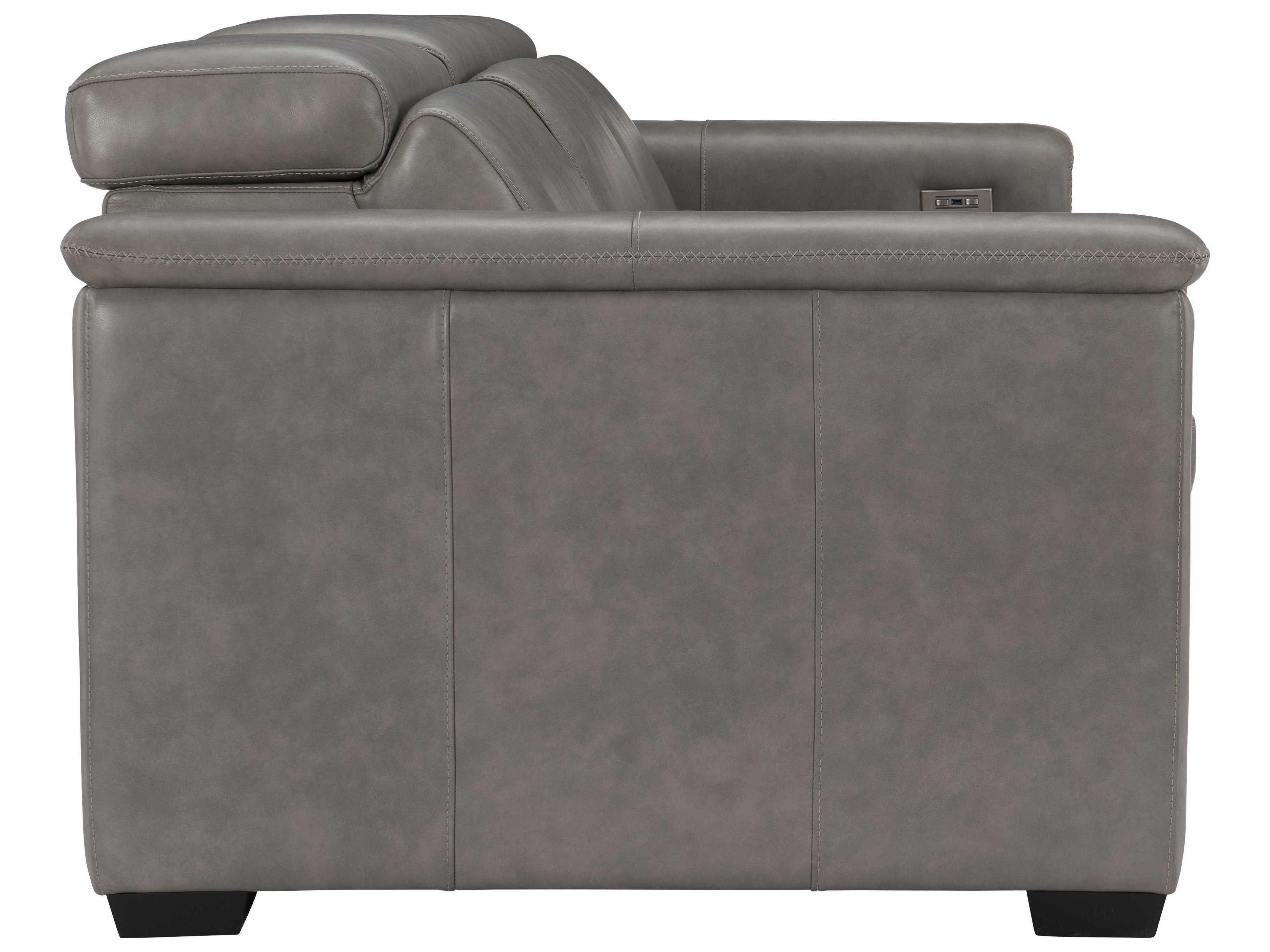Bernhardt Lioni Mocha Gray Leather Sofa