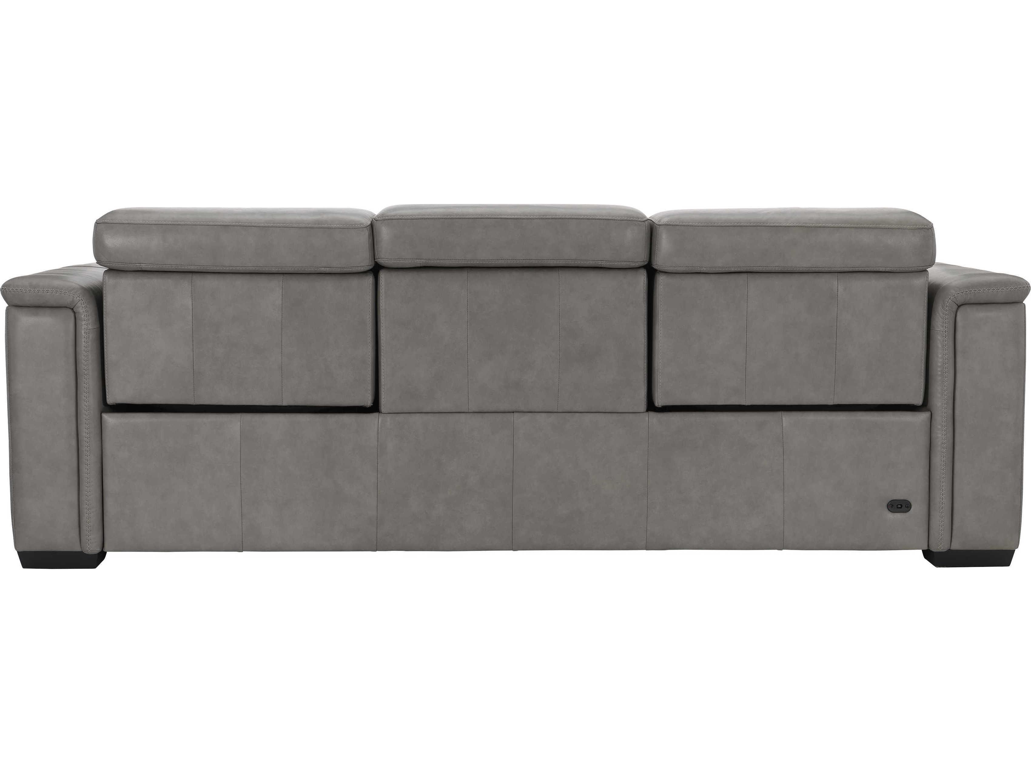 Bernhardt Lioni Mocha Gray Leather Sofa