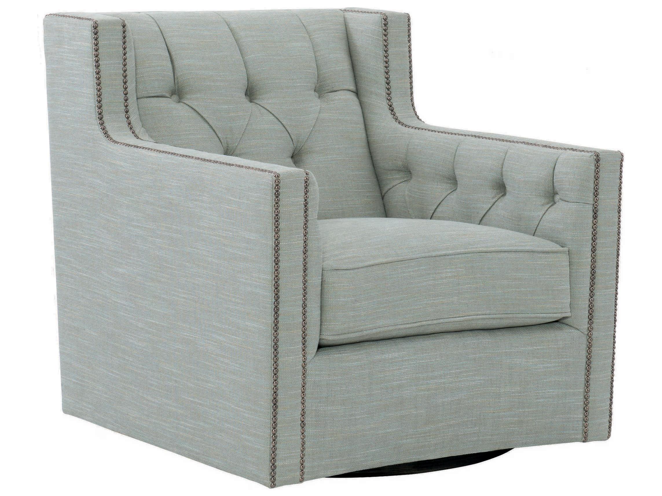 Bernhardt Candace Swivel Gray Fabric Tufted Accent Chair