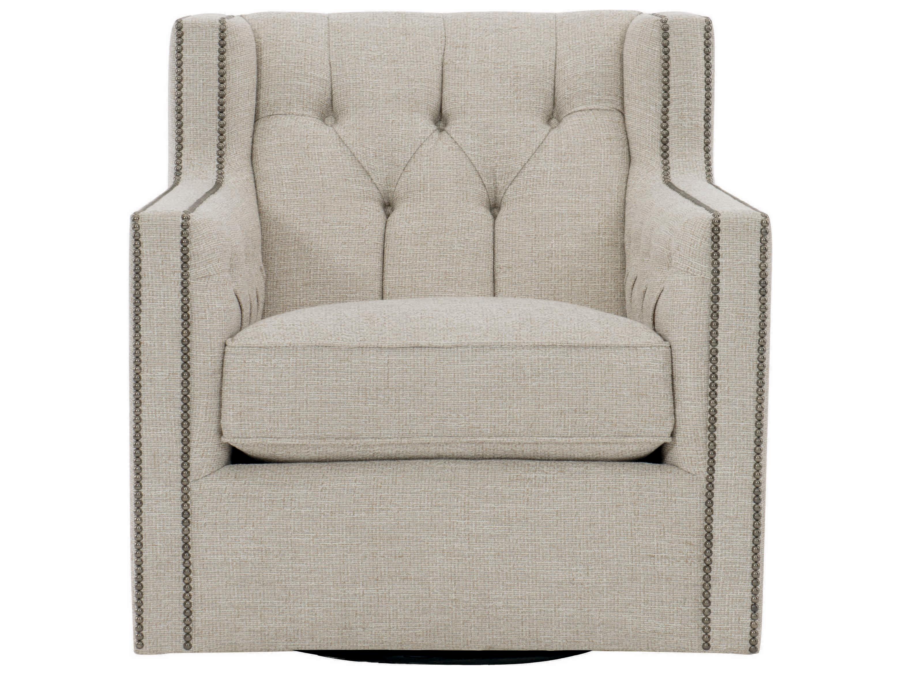 Bernhardt Candace Swivel Beige Fabric Tufted Accent Chair