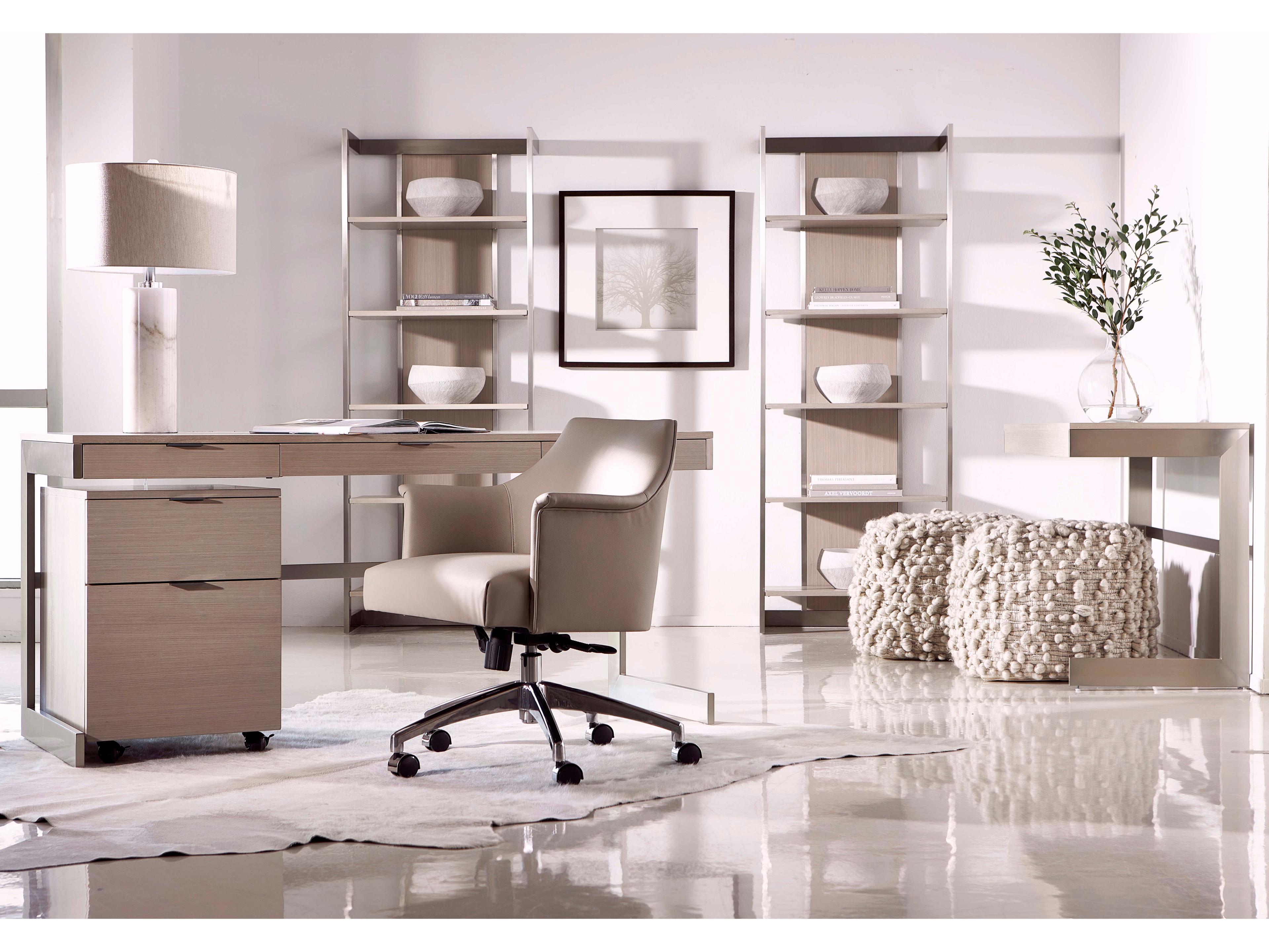 Bernhardt Axiom Paloma Linear Gray Brushed Silver Rubberwood Writing Desk