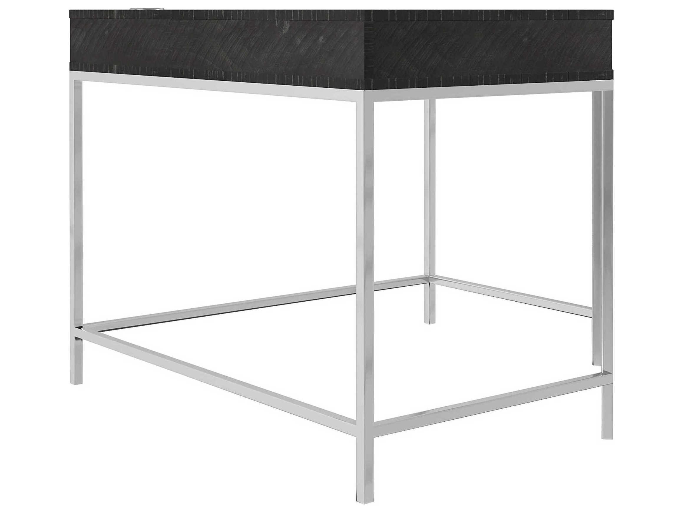 Bernhardt Logan Square Coleman Cinder Gray Mist Black Pine Wood Corner Desk