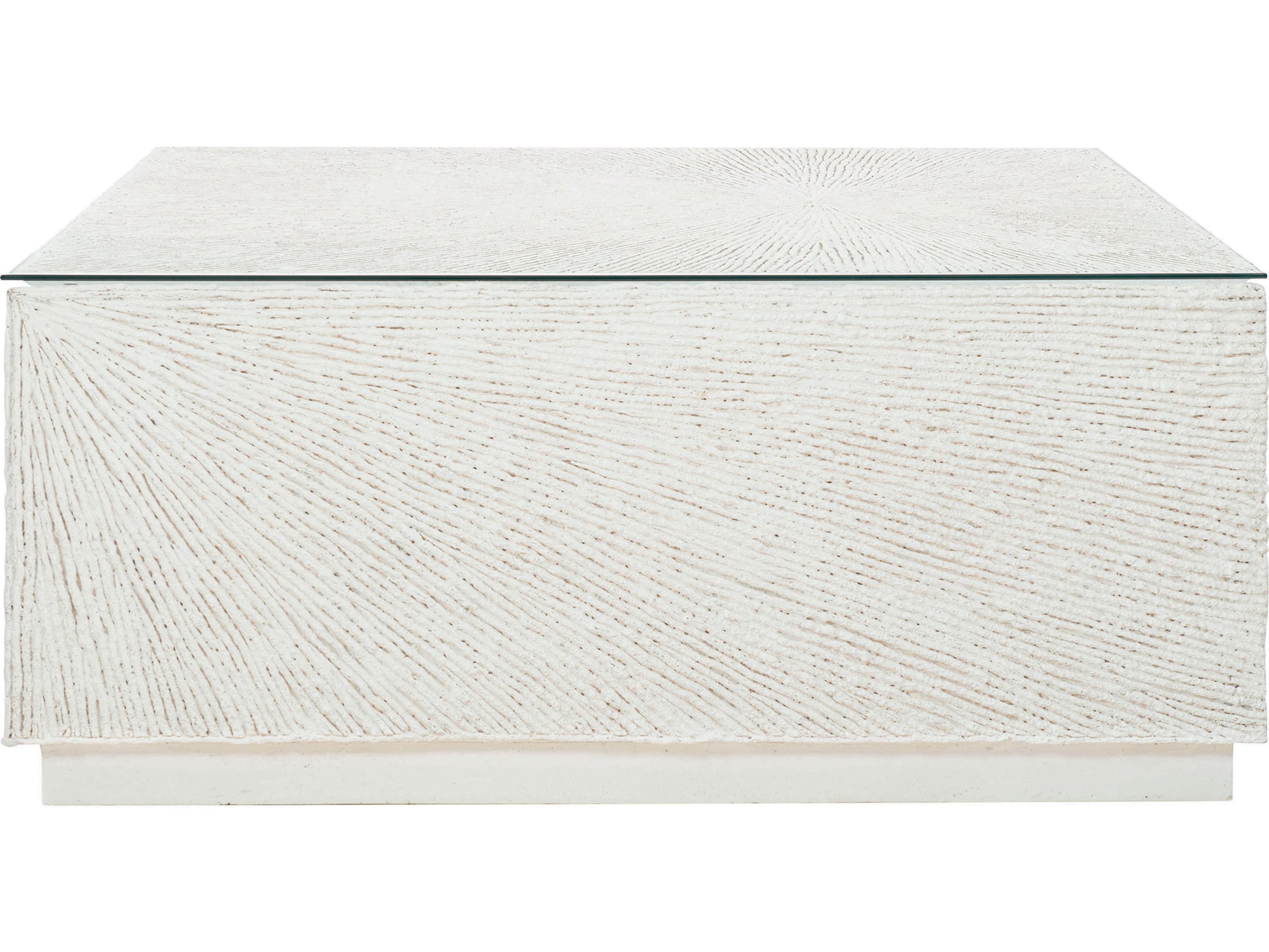 Bernhardt Exteriors Tenerife White Square Coco Twig Outdoor Coffee Table