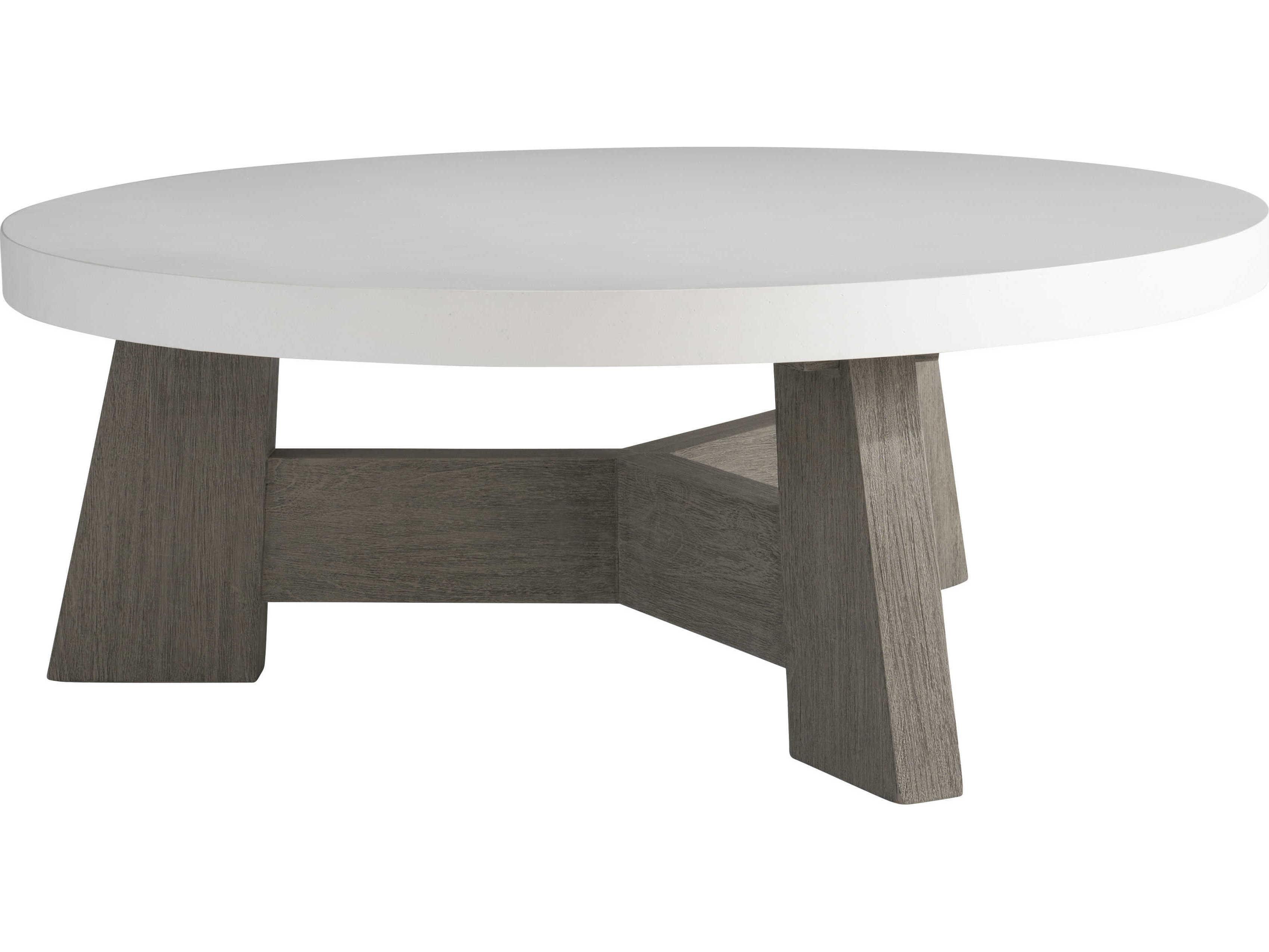 Bernhardt Exteriors Rochelle Weathered Teak Round Outdoor Patio Coffee Table