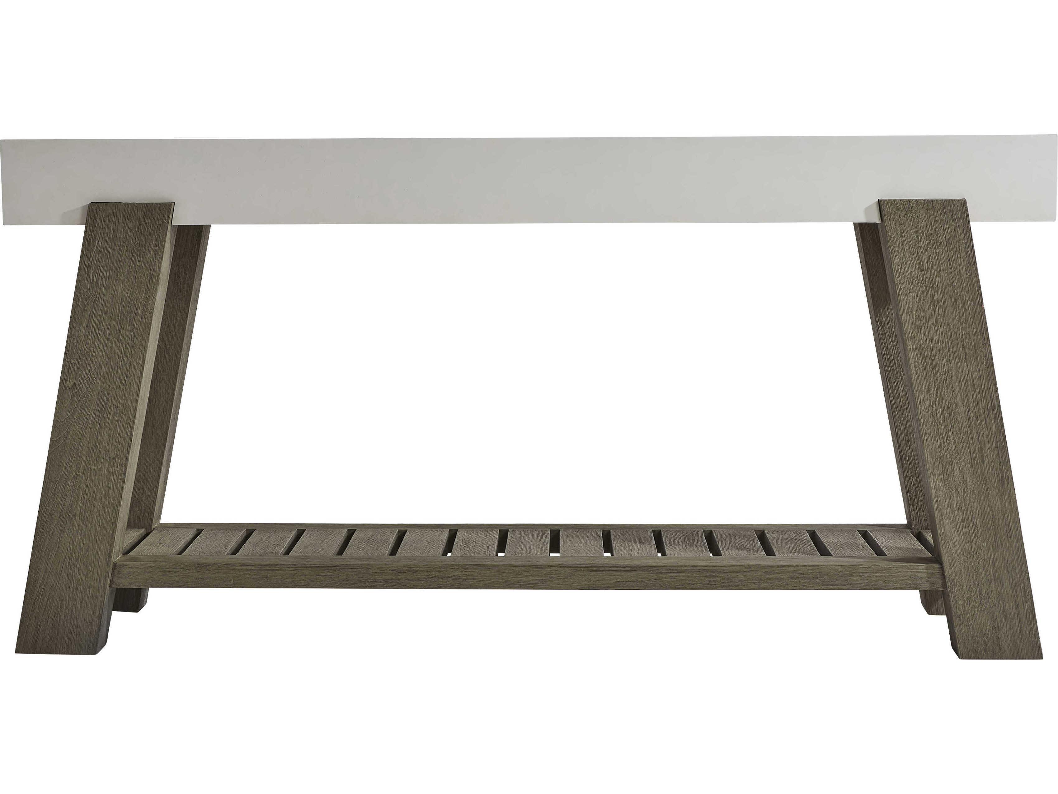 Bernhardt Exteriors Rochelle Weathered Teak Rectangular Outdoor Console Table