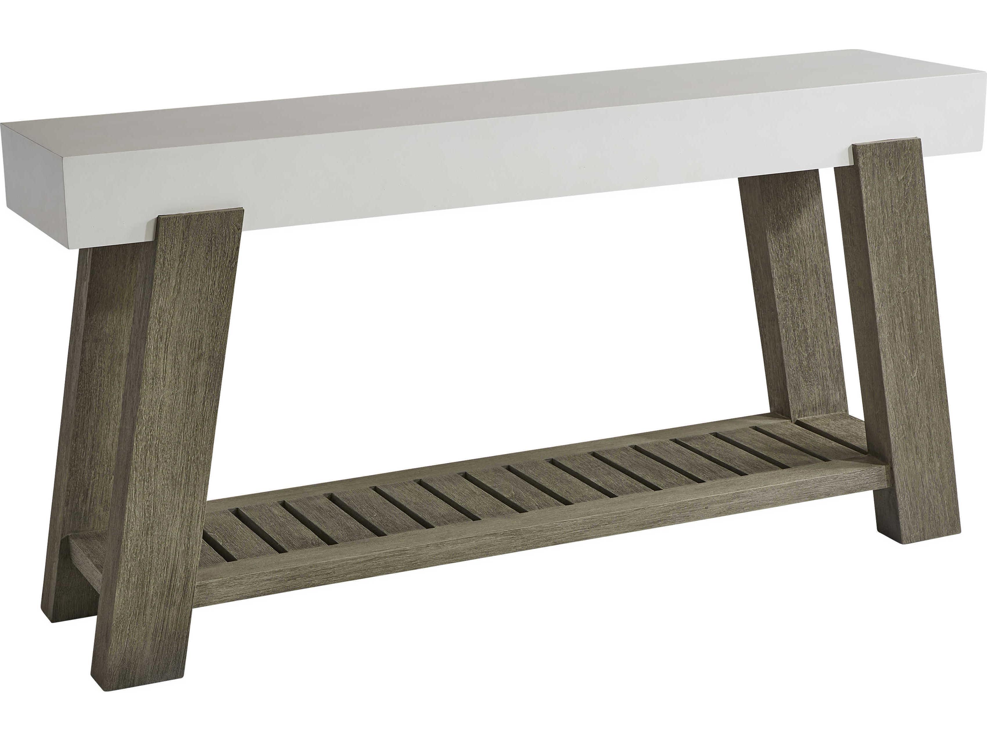Bernhardt Exteriors Rochelle Weathered Teak Rectangular Outdoor Console Table