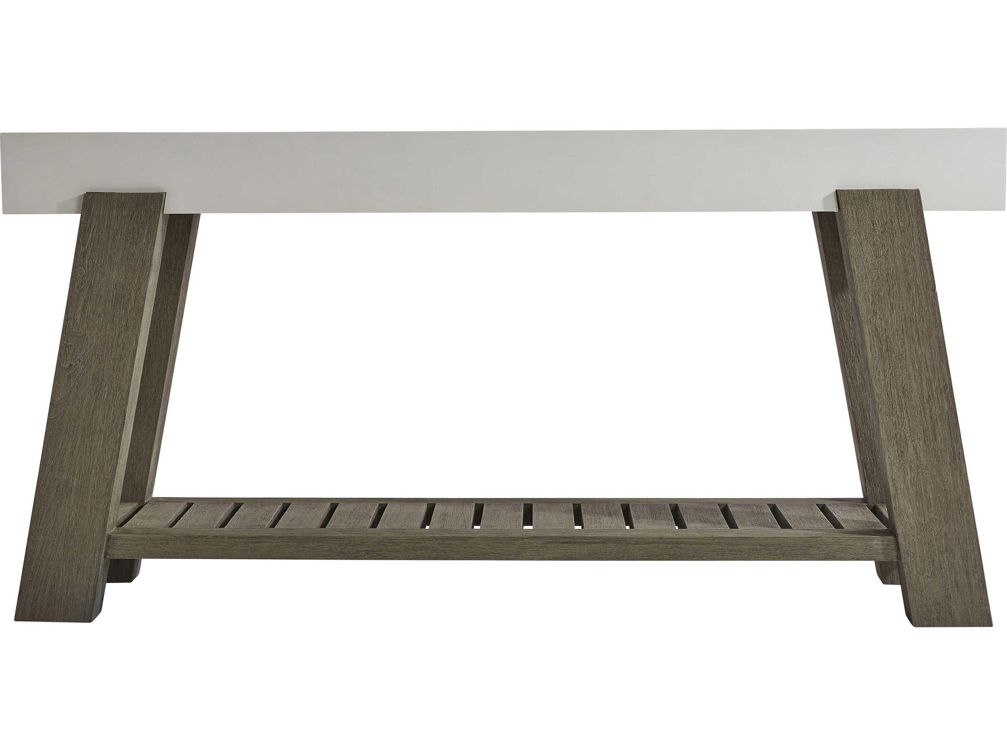 Bernhardt Exteriors Rochelle Weathered Teak Rectangular Outdoor Console Table