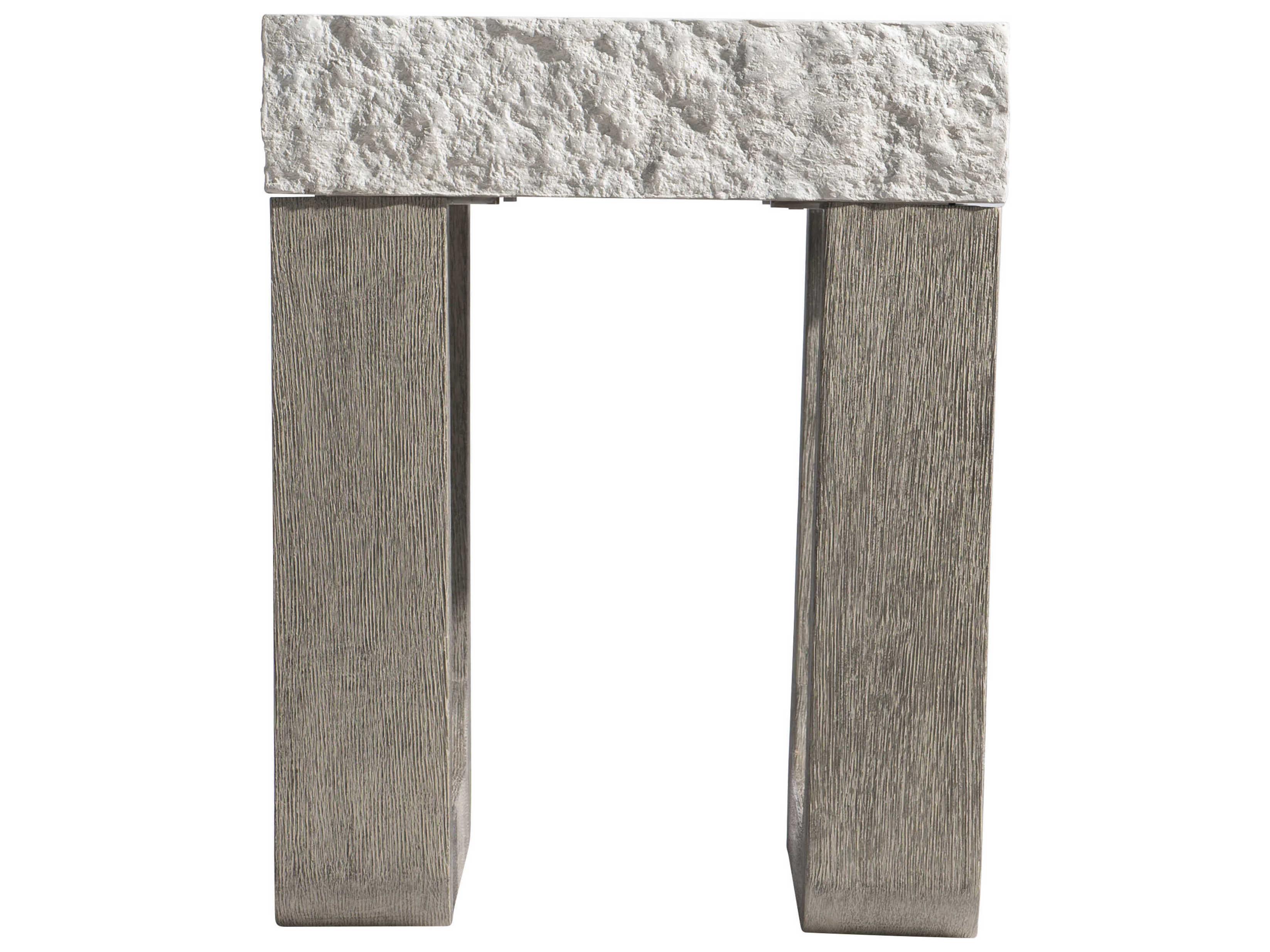 Bernhardt Exteriors Sand Grey / Weather Teak Rectangular Bristol Patio End Table