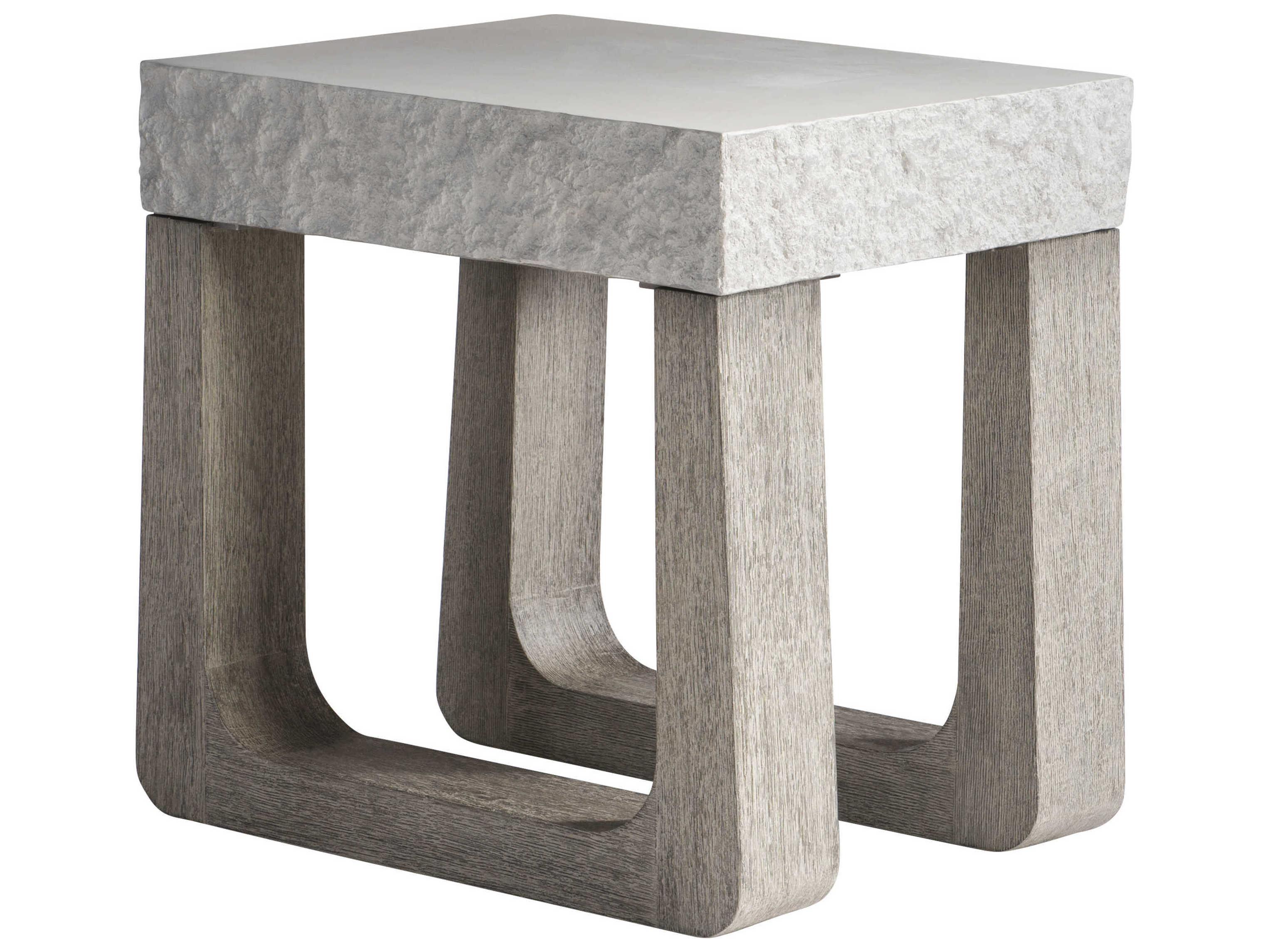 Bernhardt Exteriors Sand Grey / Weather Teak Rectangular Bristol Patio End Table
