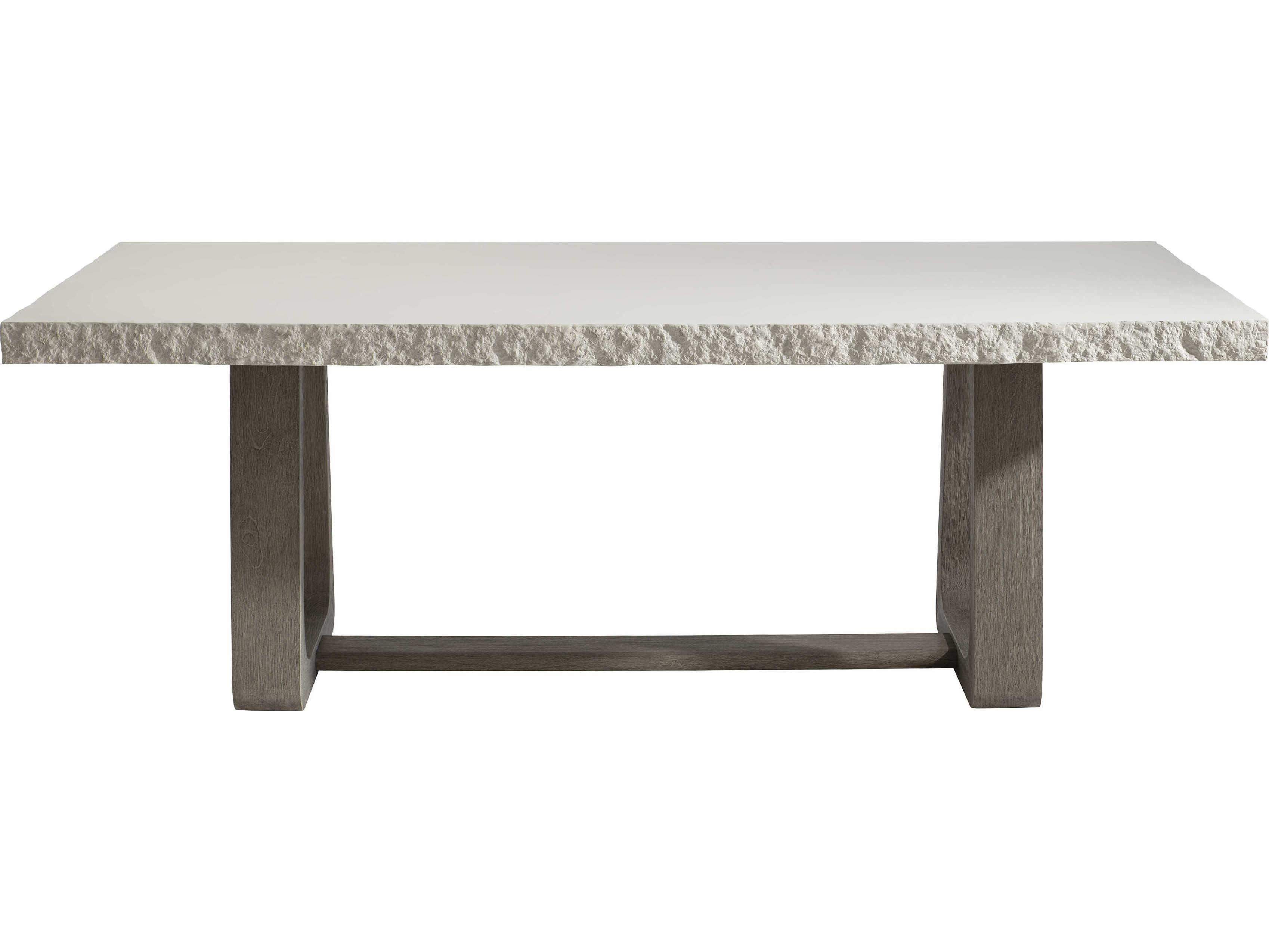 Bernhardt Exteriors Sand Grey / Weathered Teak Concrete Rectangular Outdoor Dining Table