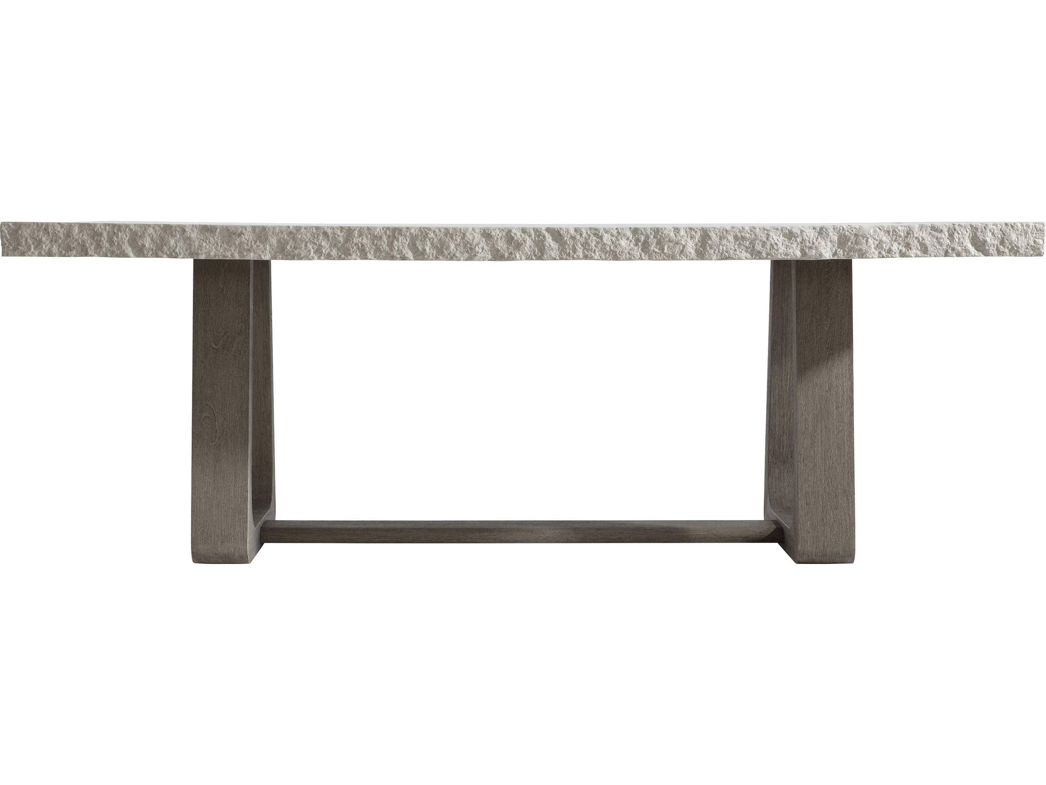 Bernhardt Exteriors Sand Grey / Weathered Teak Concrete Rectangular Outdoor Dining Table
