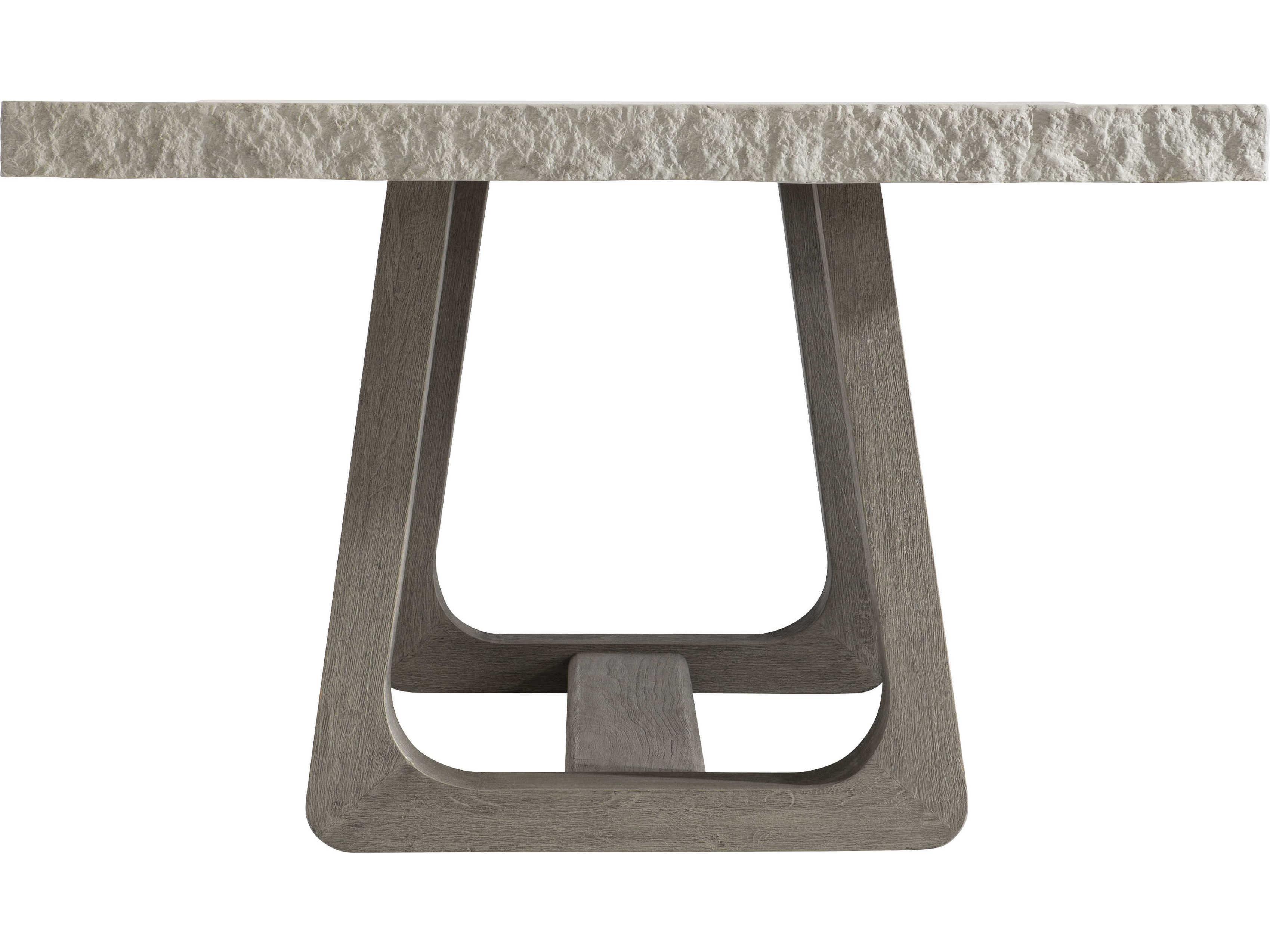 Bernhardt Exteriors Sand Grey / Weathered Teak Concrete Rectangular Outdoor Dining Table