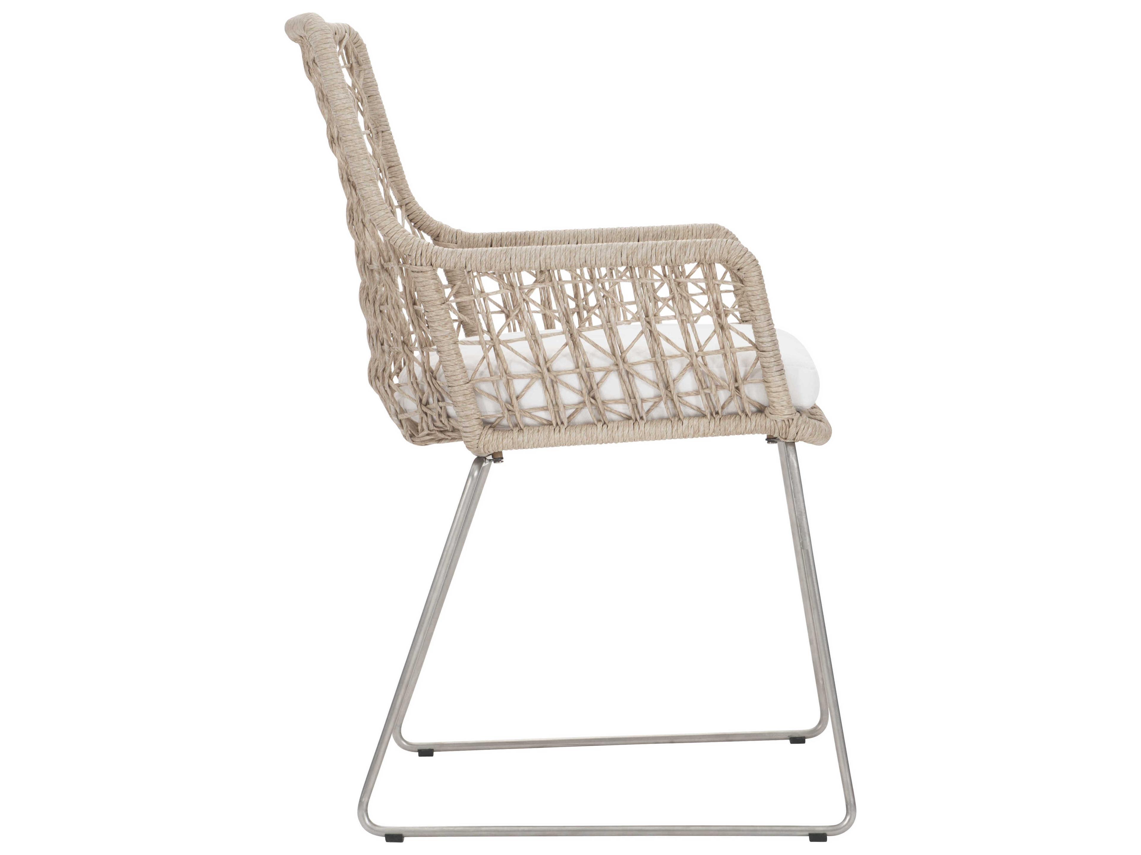 Bernhardt Exteriors Hazelnut Arm Patio Dining Chair with Seat Pad