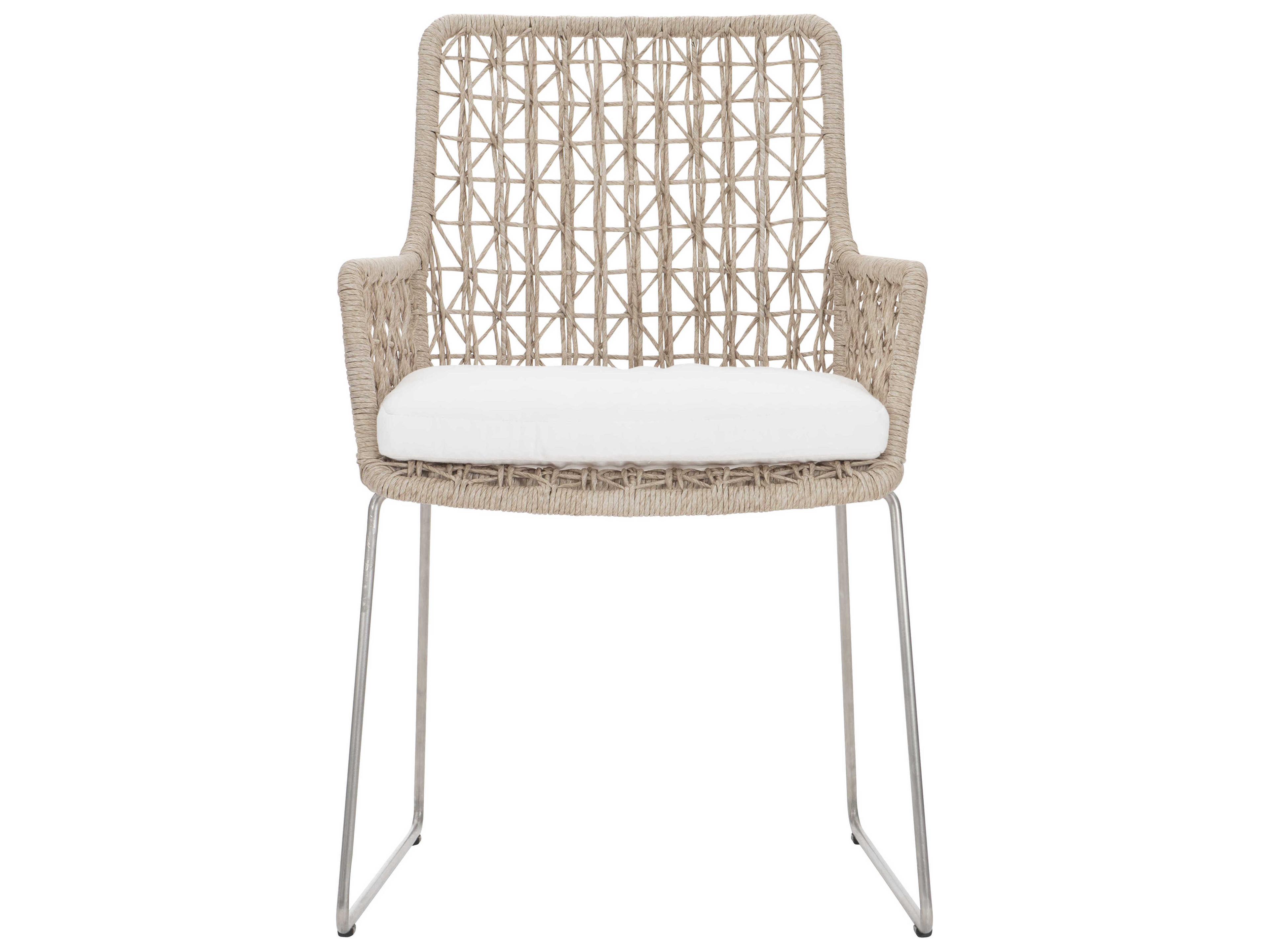 Bernhardt Exteriors Hazelnut Arm Patio Dining Chair with Seat Pad
