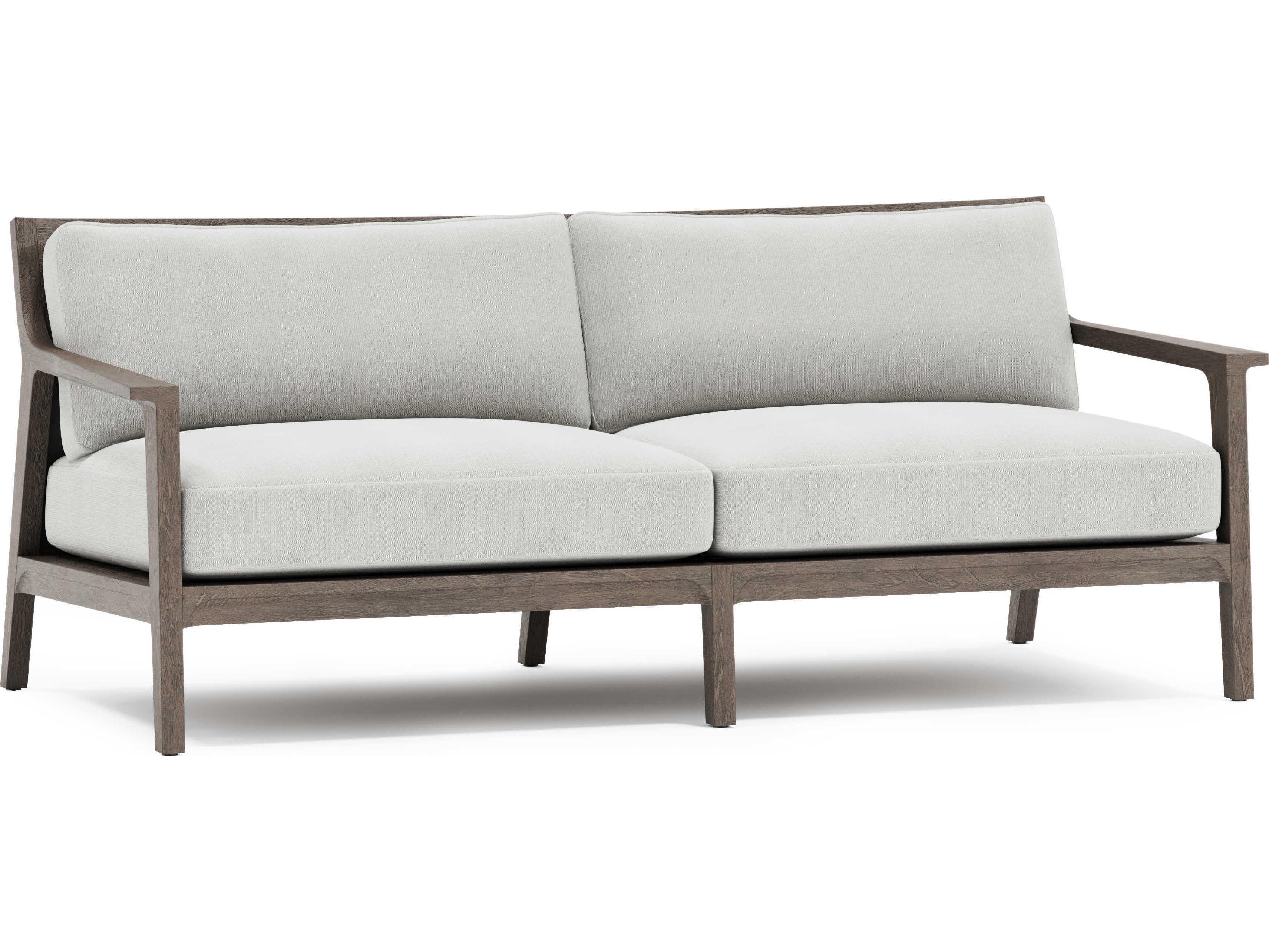 Bernhardt Exteriors Ibiza Weathered Teak Cushion Outdoor Patio Sofa