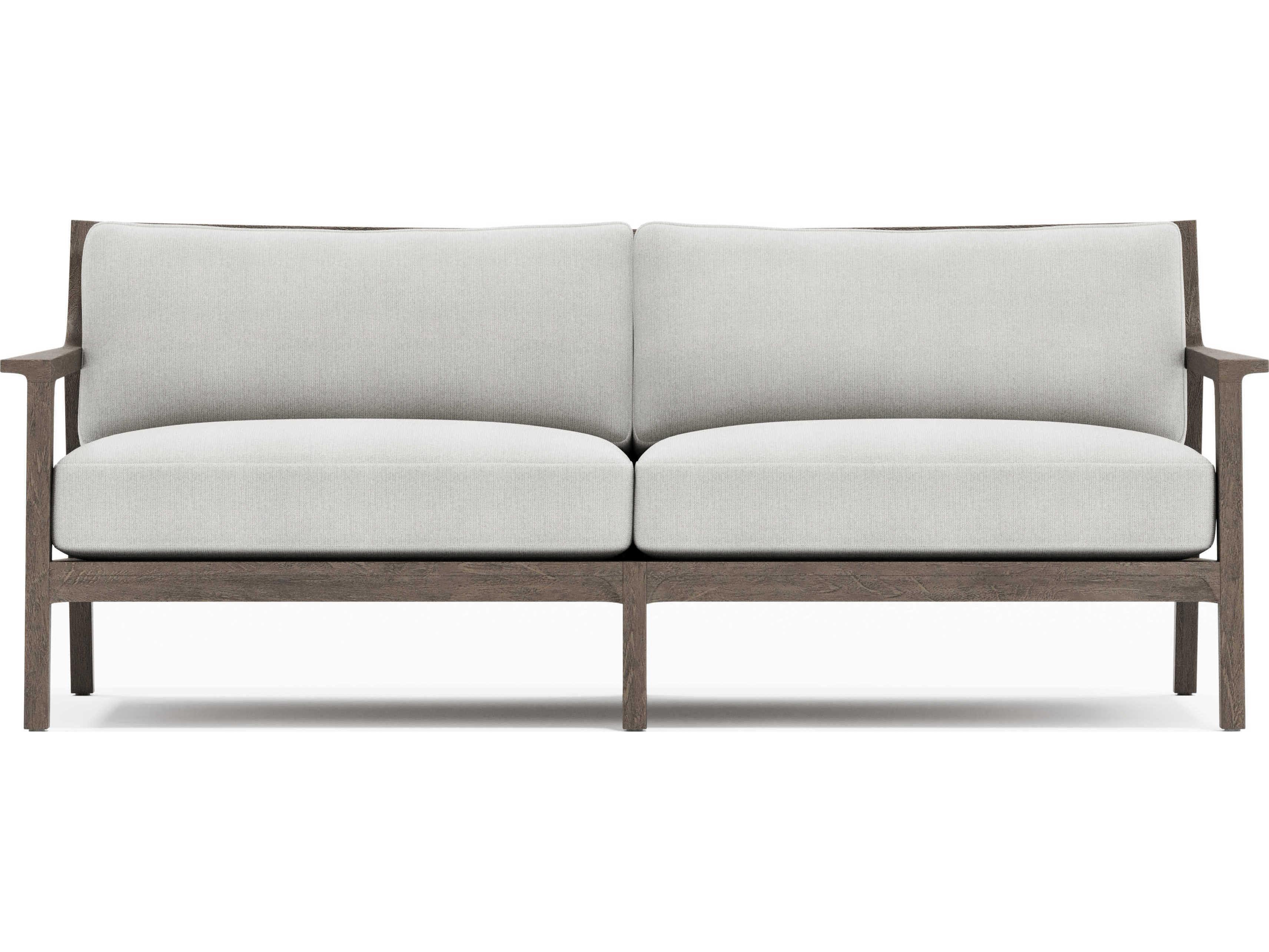 Bernhardt Exteriors Ibiza Weathered Teak Cushion Outdoor Patio Sofa