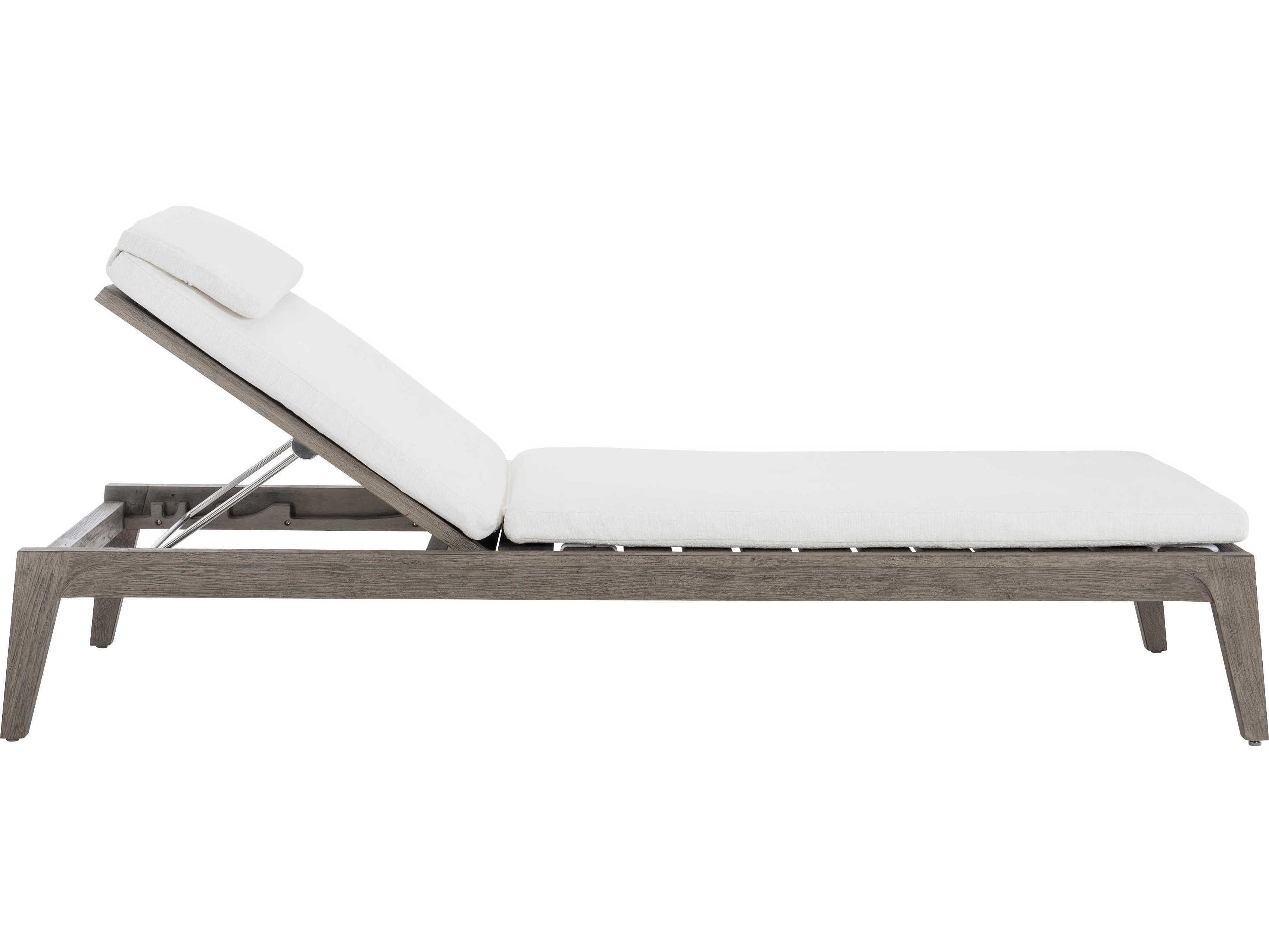 Bernhardt Exteriors Weathered Teak Patio Chaise Lounge with Cushion