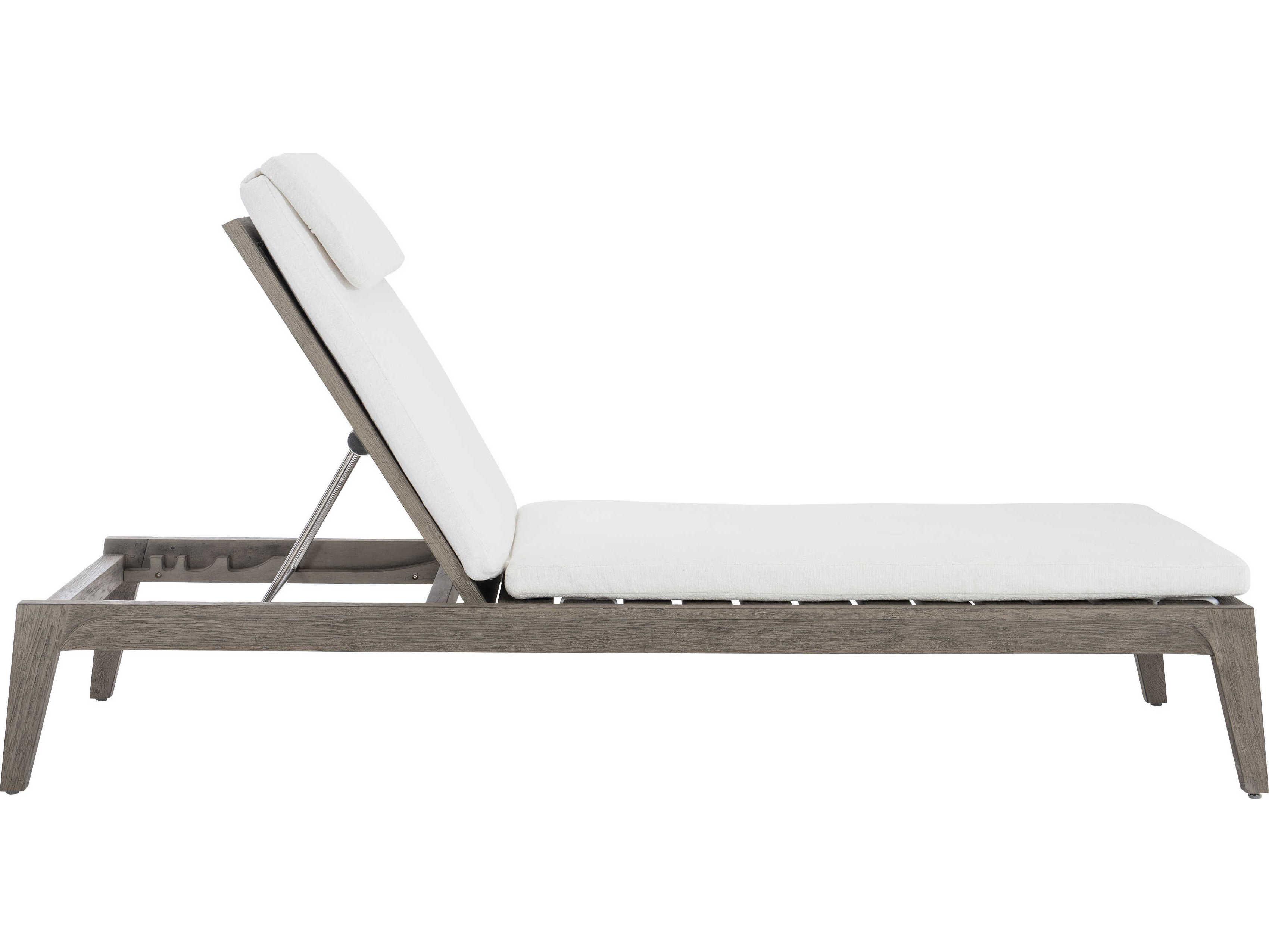 Bernhardt Exteriors Weathered Teak Patio Chaise Lounge with Cushion