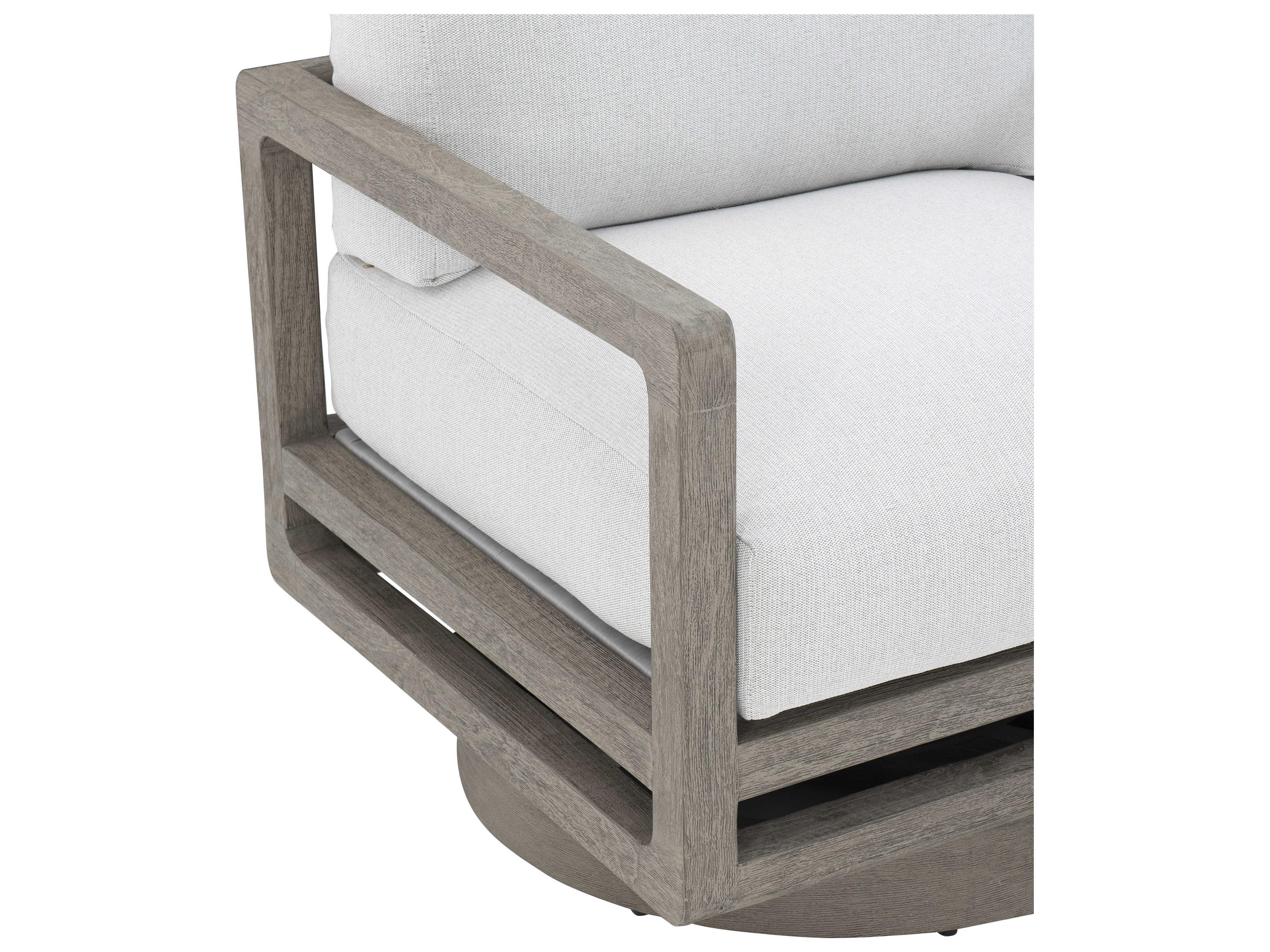 Bernhardt Exteriors Tanah Weathered Teak Swivel Outdoor Patio Lounge Chair