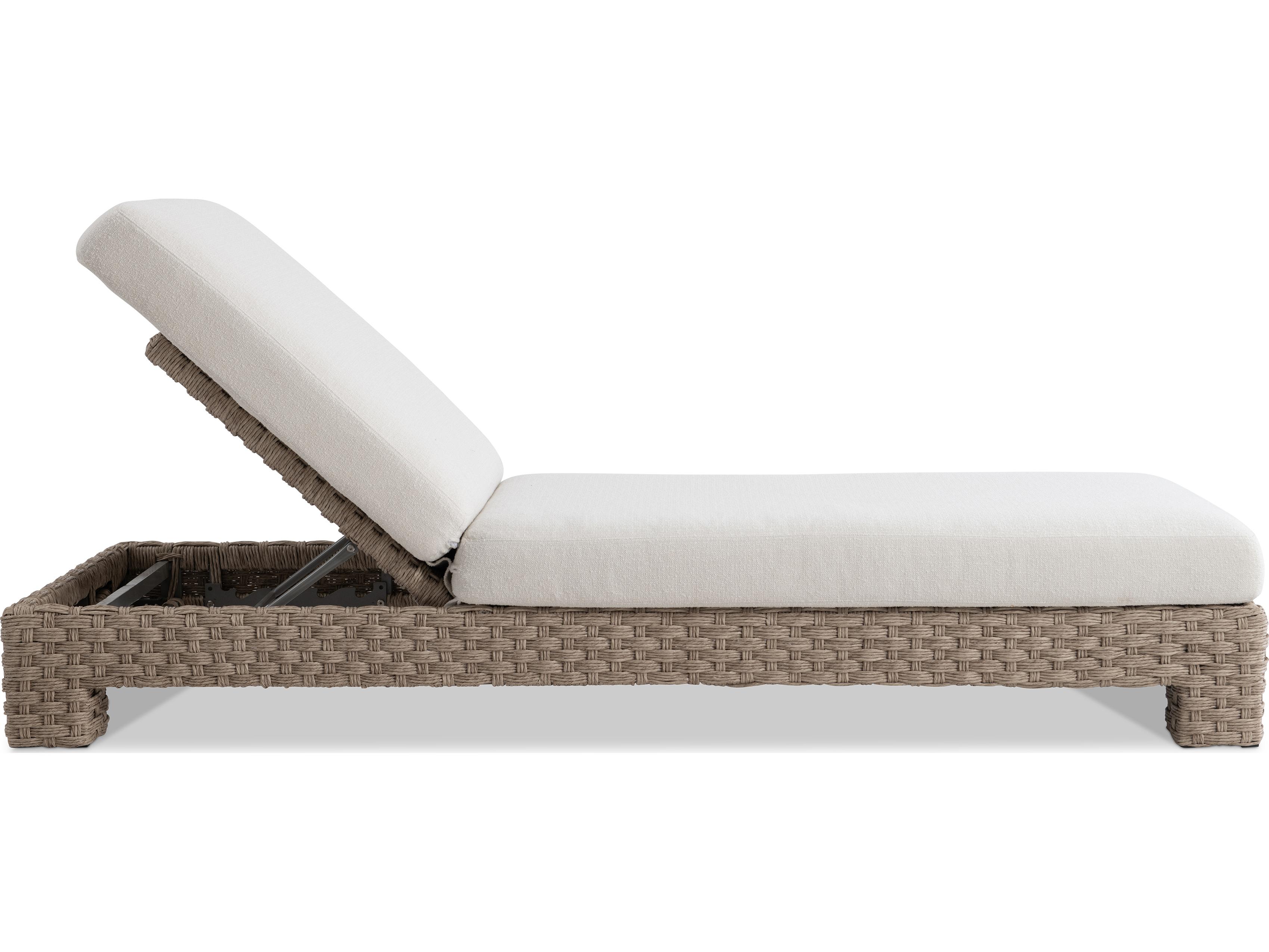 Bernhardt Exteriors Trieste Cream Wicker Cushion Chaise Lounge