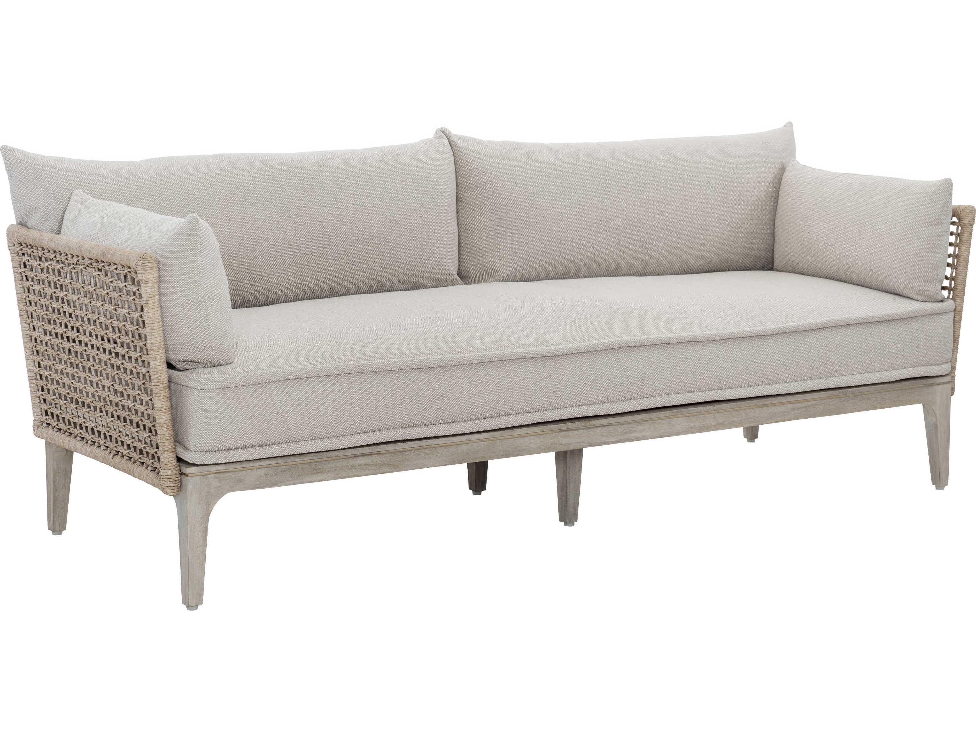 Bernhardt Exteriors Catalonia Nebbia, Brushed Stainless Steel Cushion Outdoor Sofa