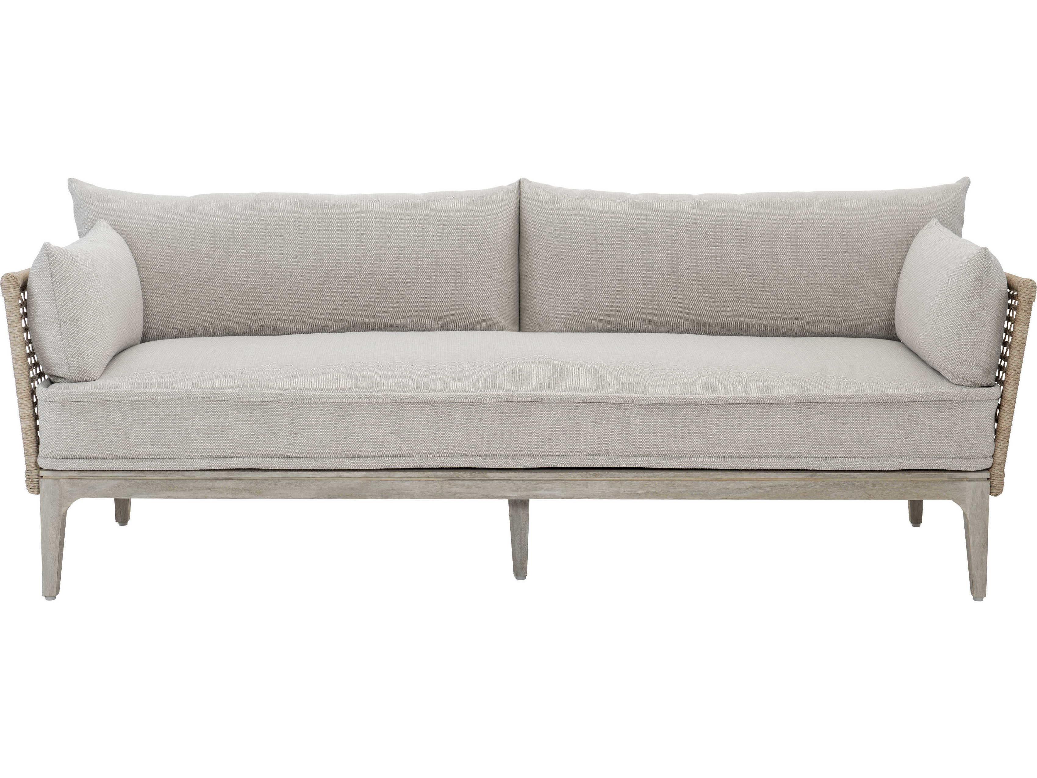 Bernhardt Exteriors Catalonia Nebbia, Brushed Stainless Steel Cushion Outdoor Sofa