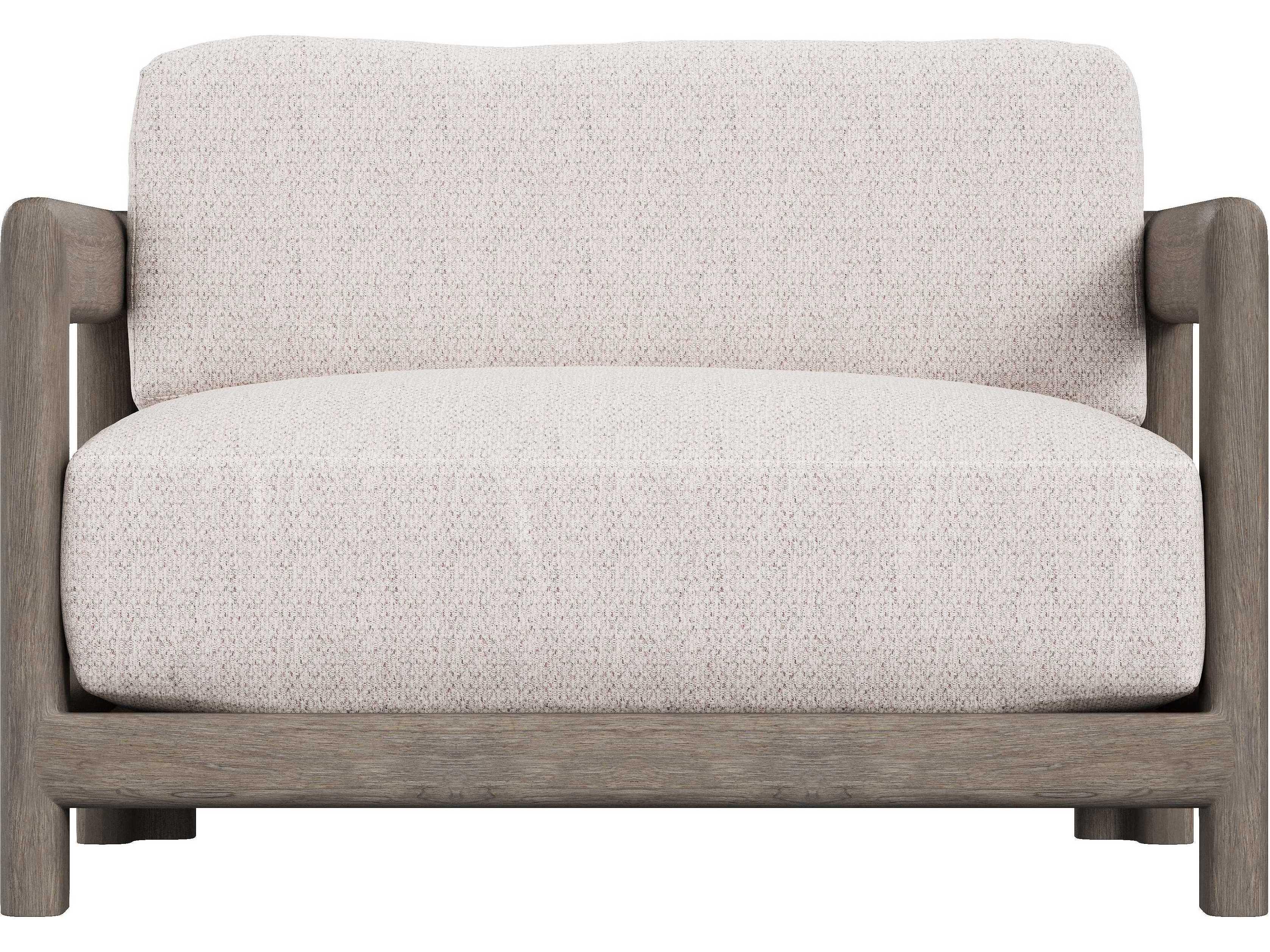 Bernhardt Exteriors Weathered Teak Montaigne 1/2 Outdoor Patio Lounge Chair with Cushion