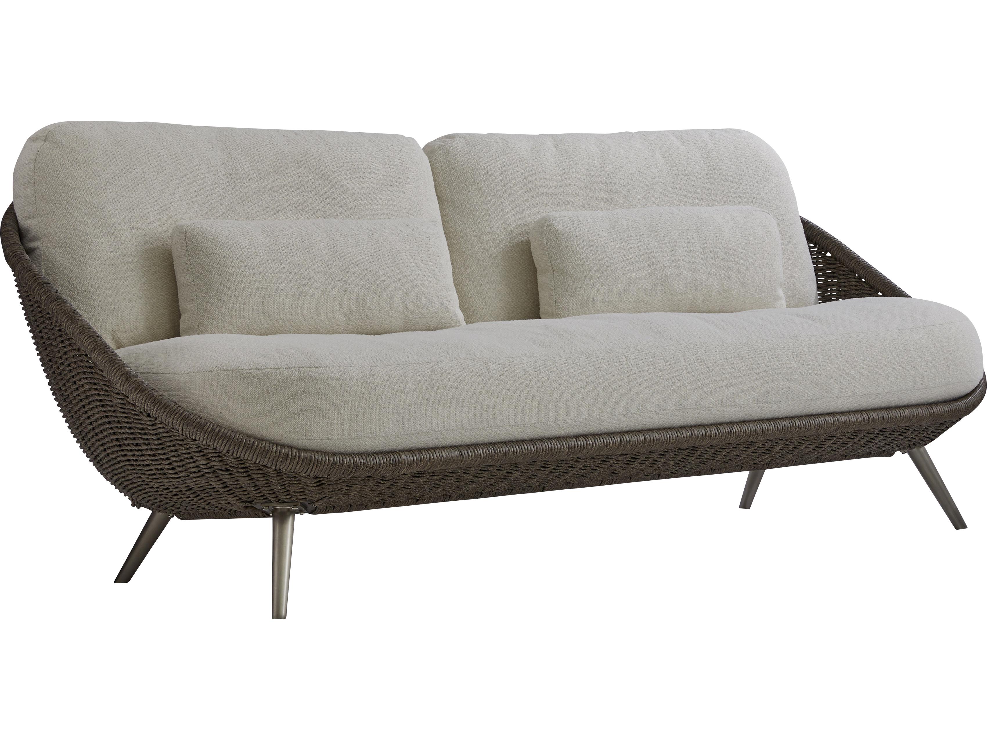 Bernhardt Exteriors Santa Cream Wicker Cushion Sofa