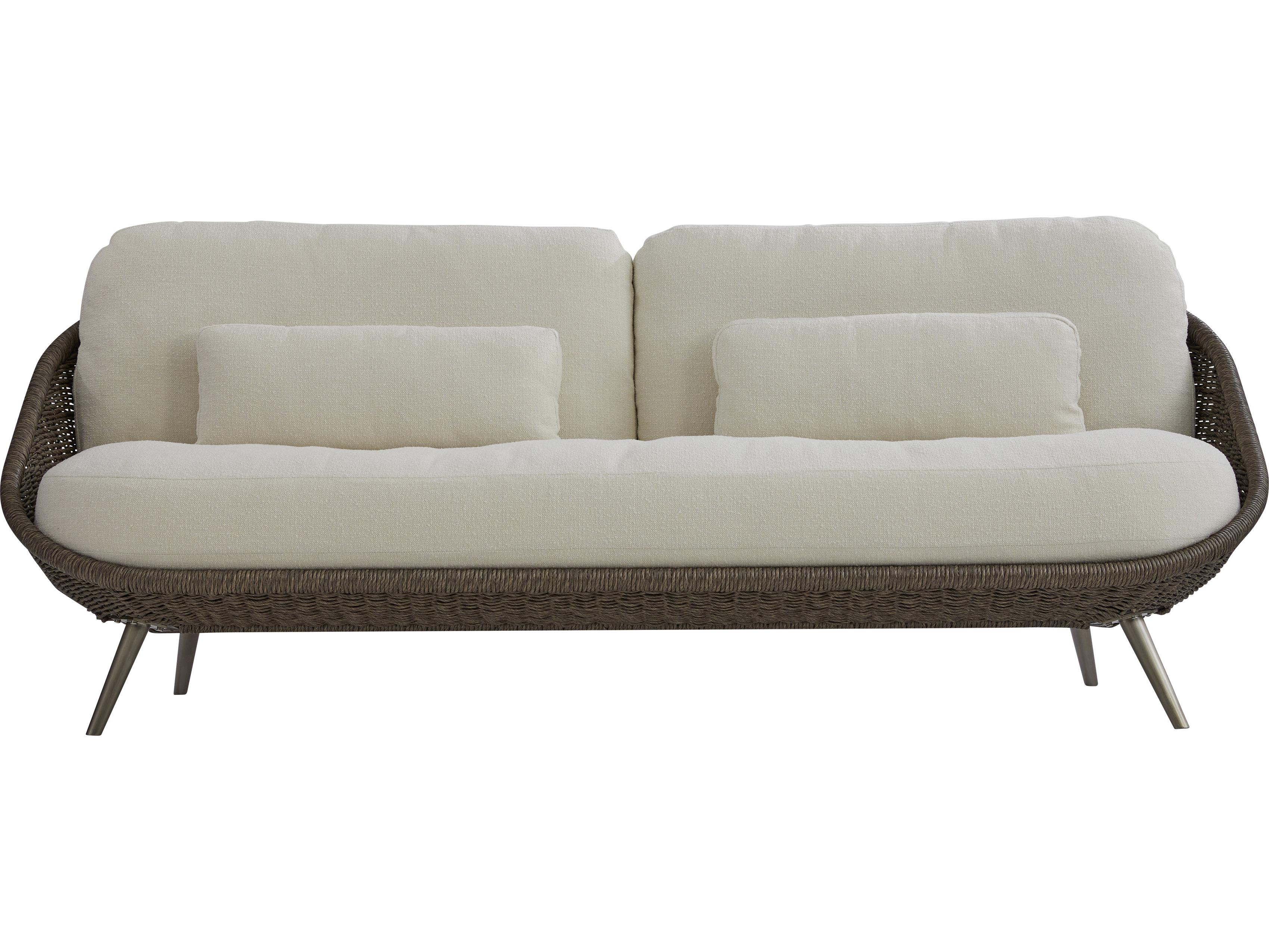 Bernhardt Exteriors Santa Cream Wicker Cushion Sofa