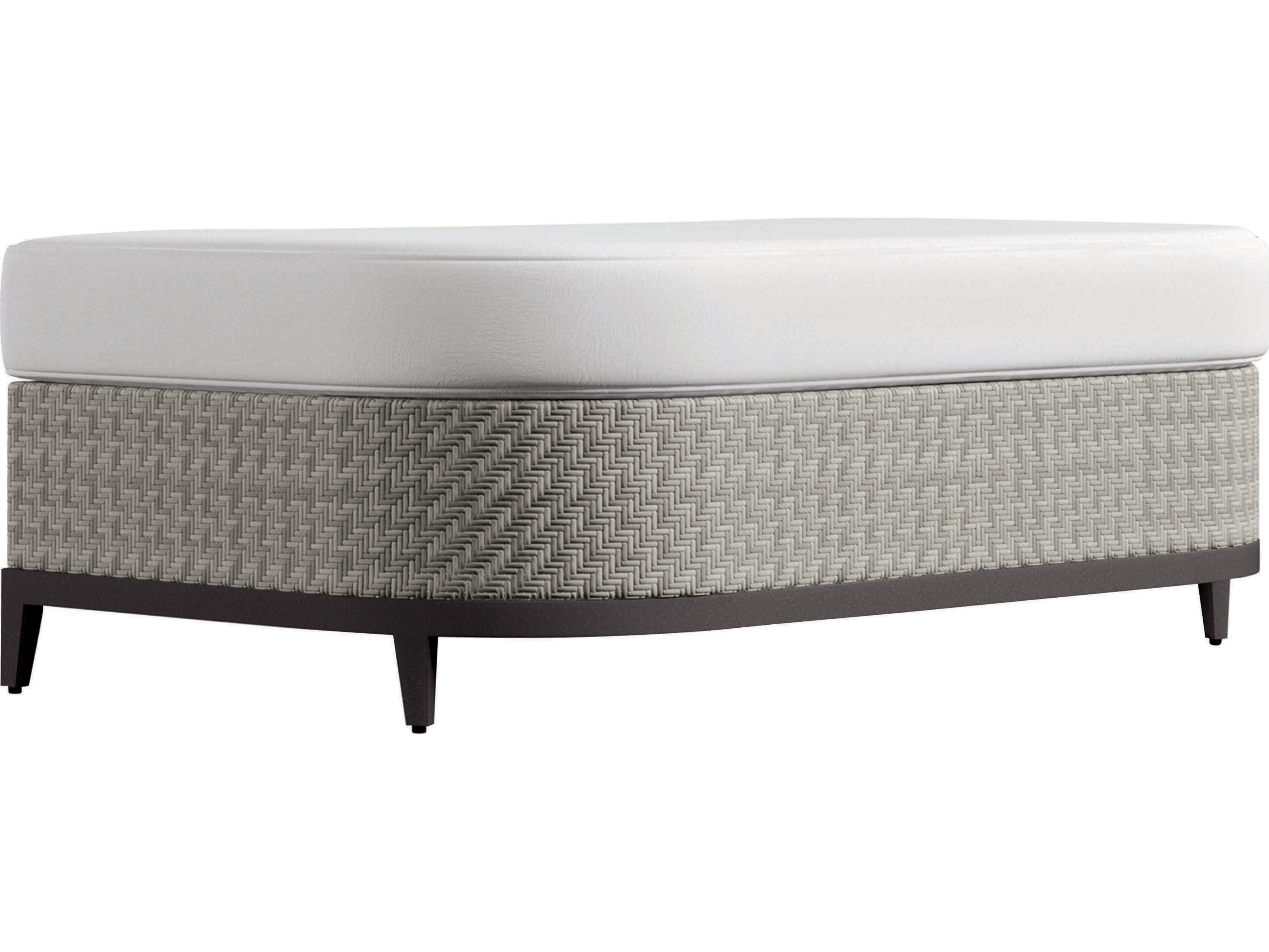 Bernhardt Exteriors Pewter Gray Fabric Wicker Cushion Outdoor Ottoman