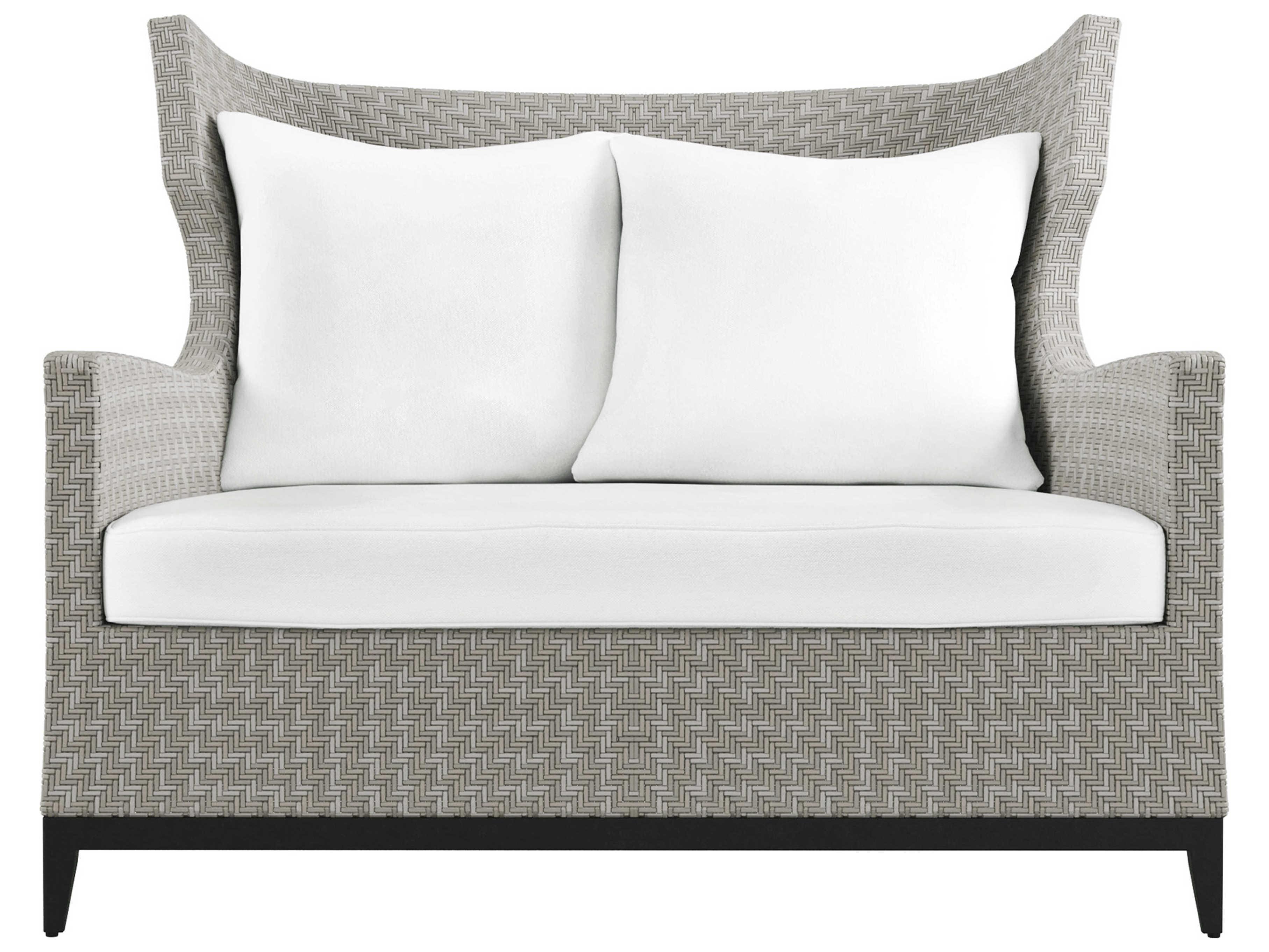 Bernhardt Exteriors Pewter Gray Aluminum Wicker Cushion Lounge Chair