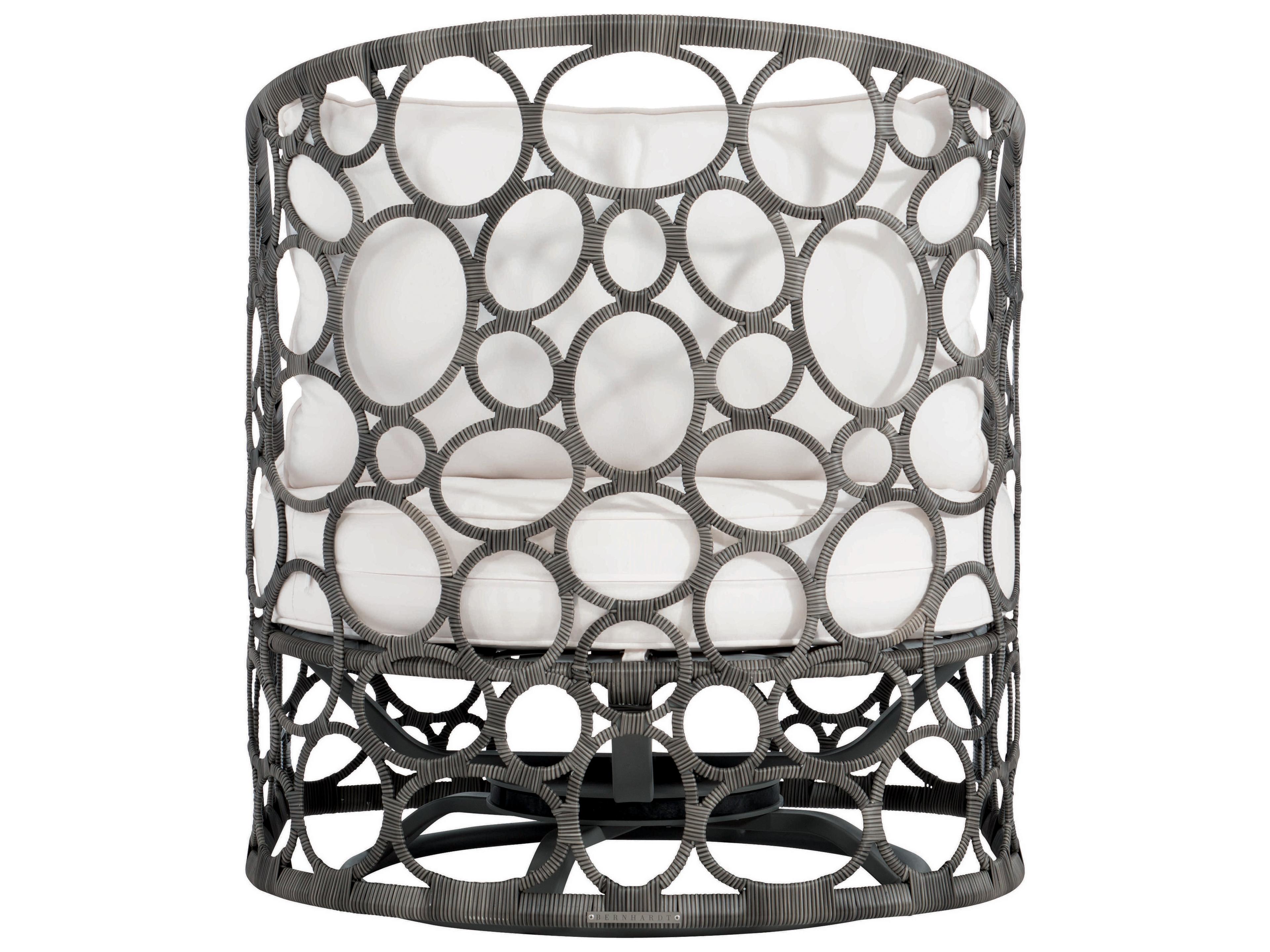 Bernhardt Exteriors Peppercorn Fabric Wicker Cushion Outdoor Patio Lounge Chair