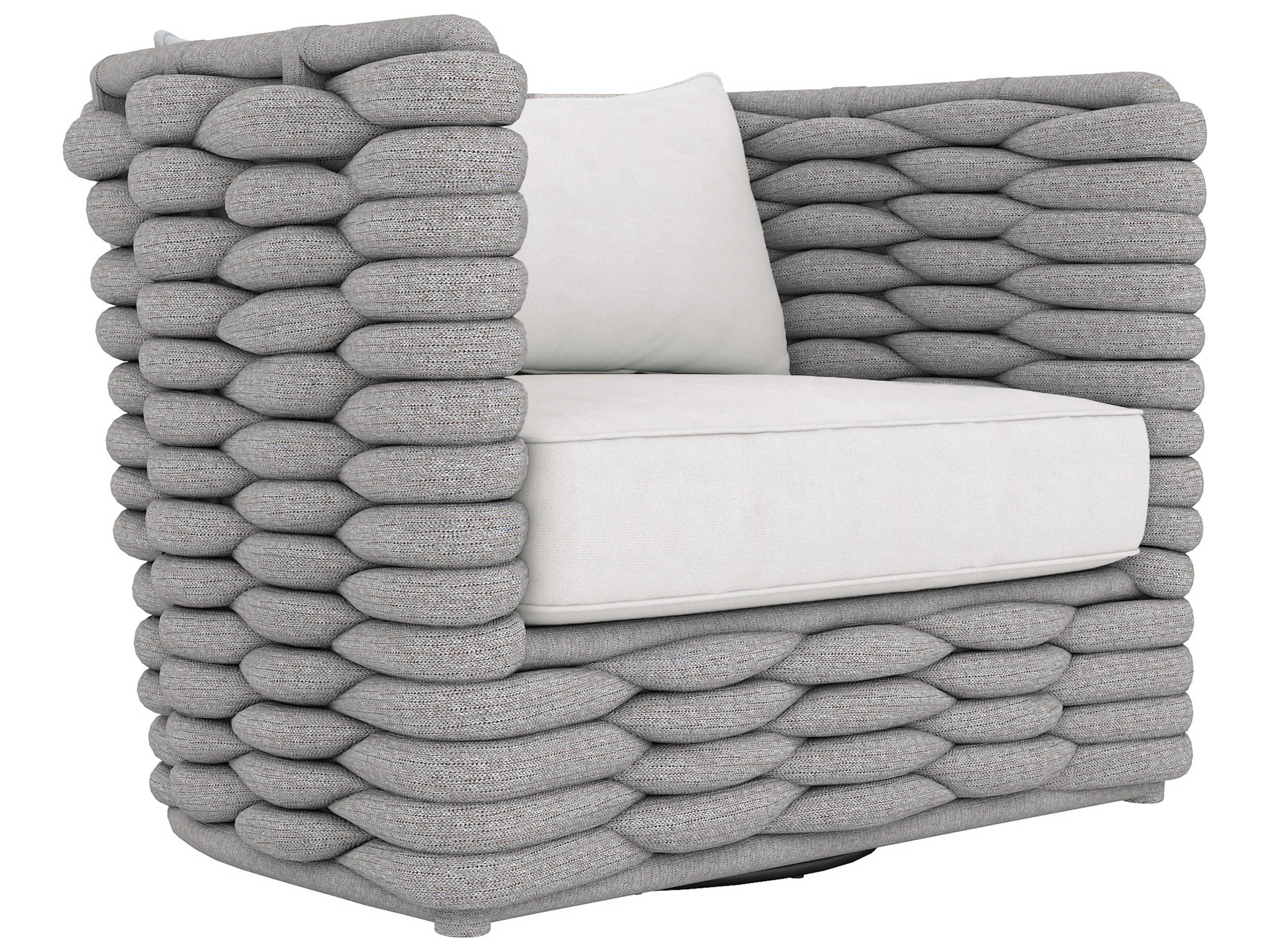 Bernhardt Exteriors Nordic Gray Fabric Rope Cushion Lounge Chair