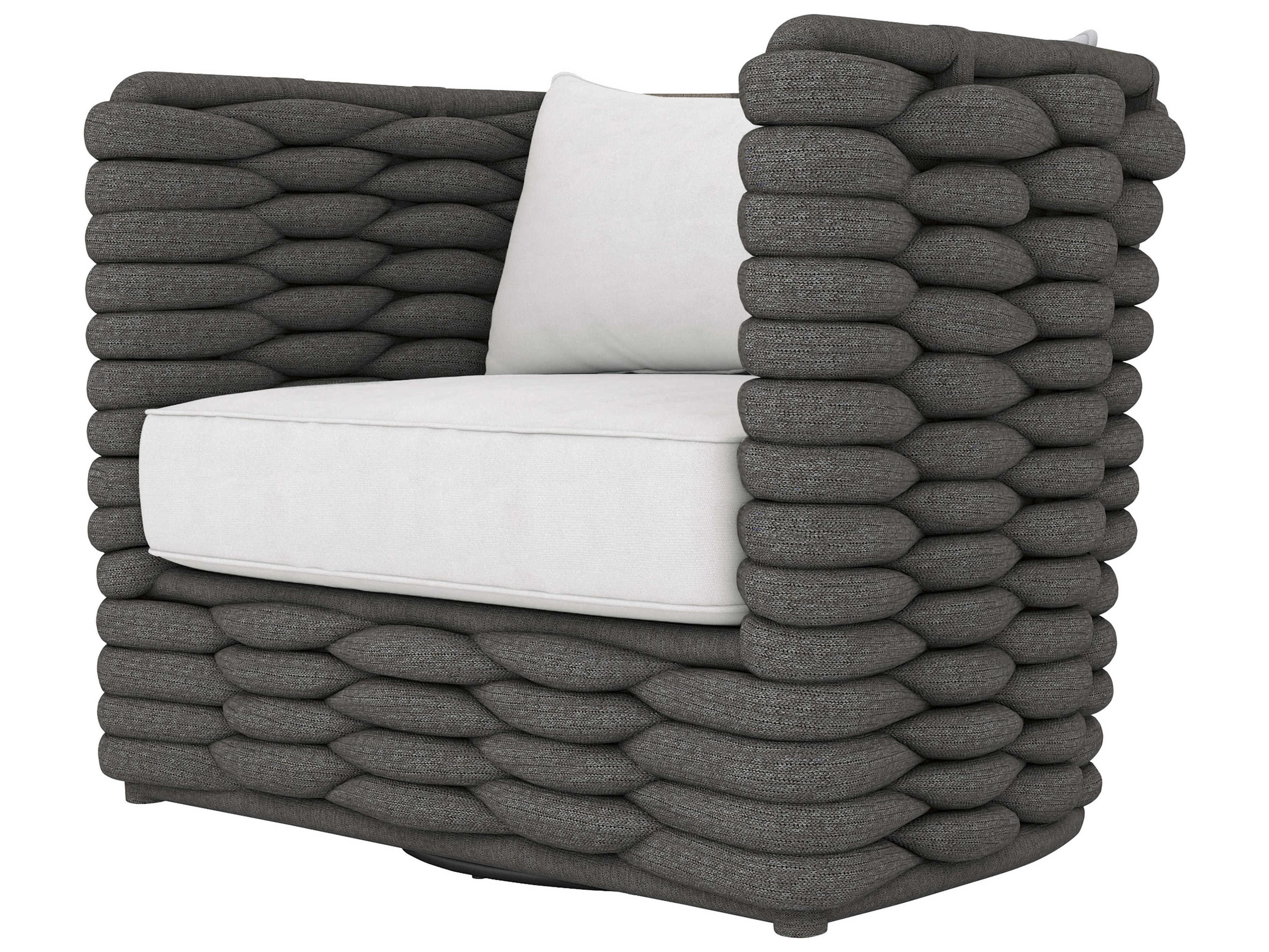 Bernhardt Exteriors Cadet Gray / Oyster Fabric Rope Cushion Lounge Chair