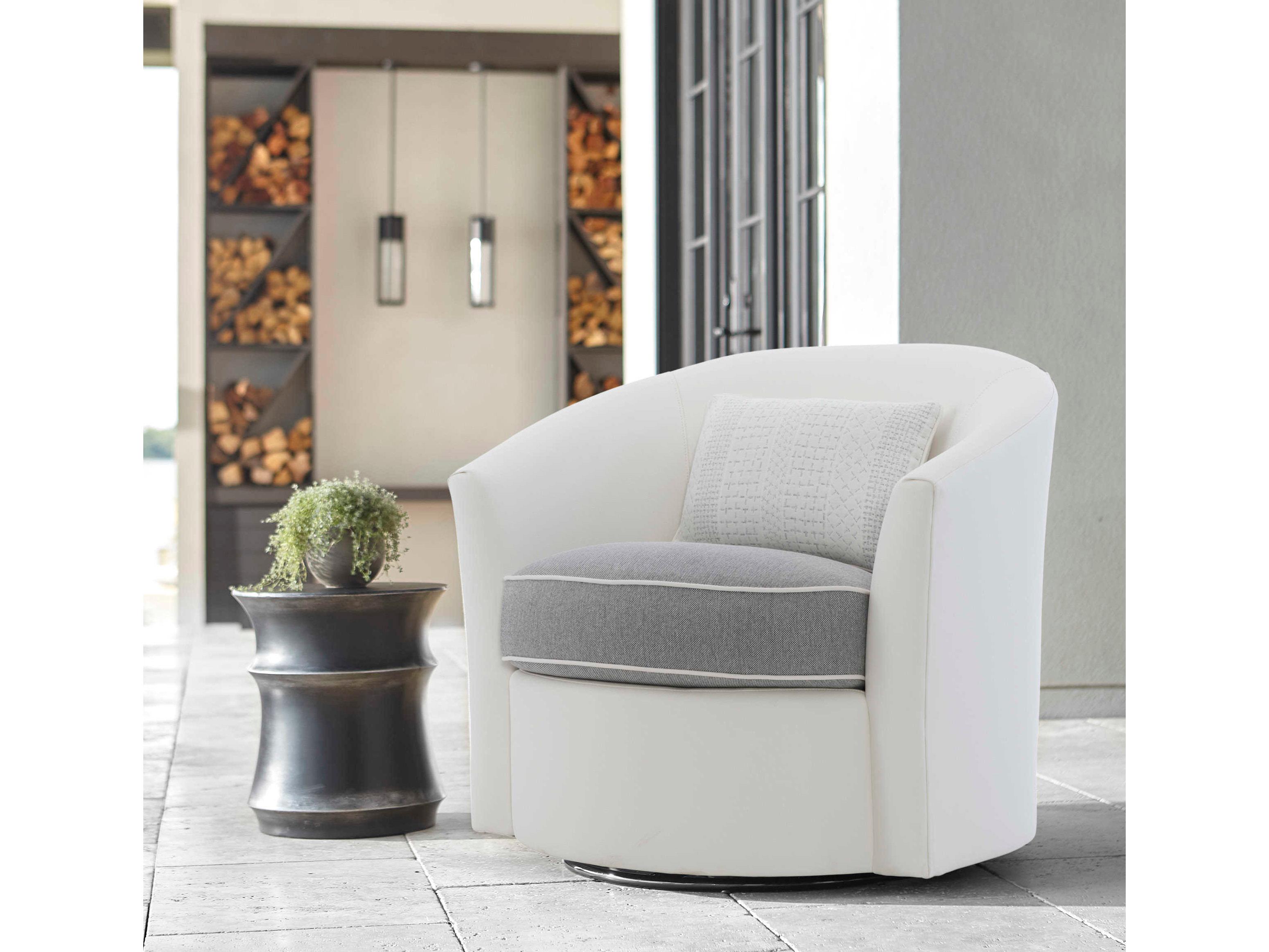 Bernhardt Exteriors Maya Black / Silver Highlights Round Patio End Table