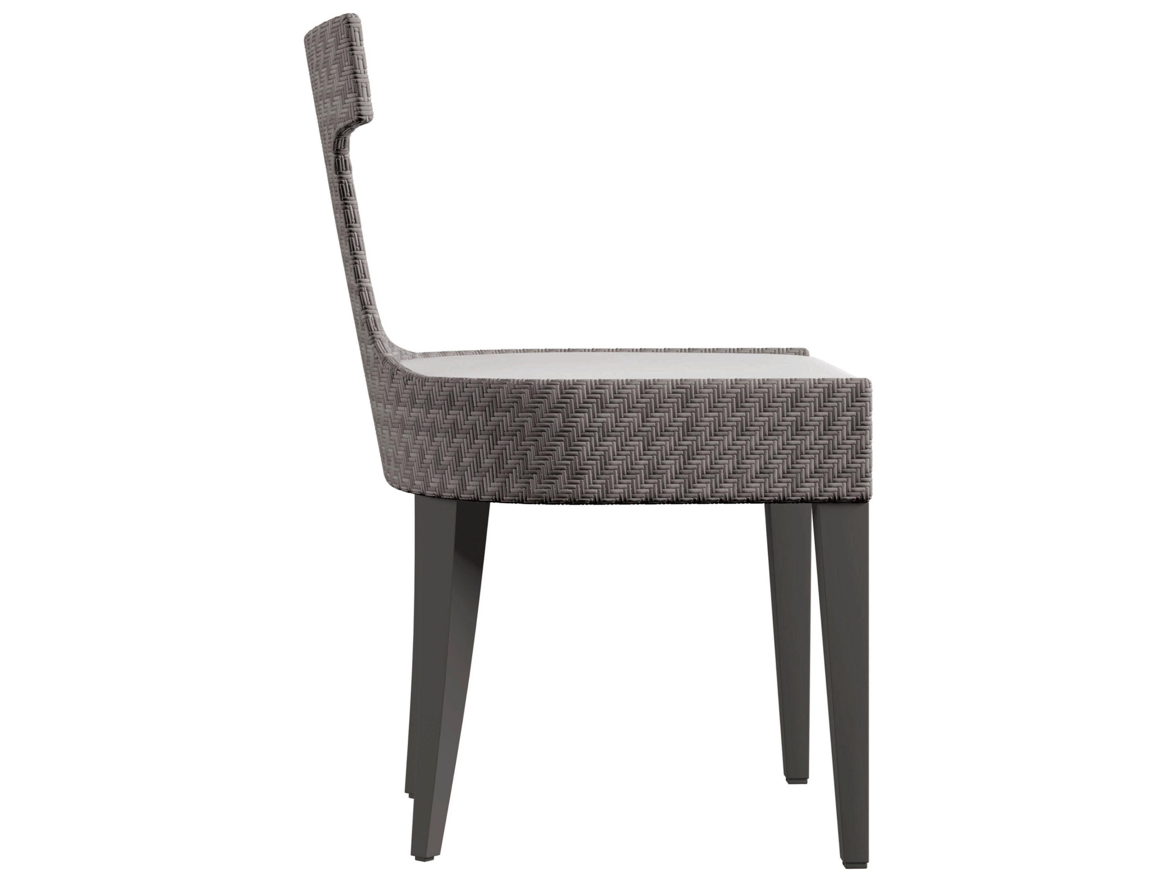 Bernhardt Exteriors Graphite Pewter Gray Teak Cushion Dining Chair