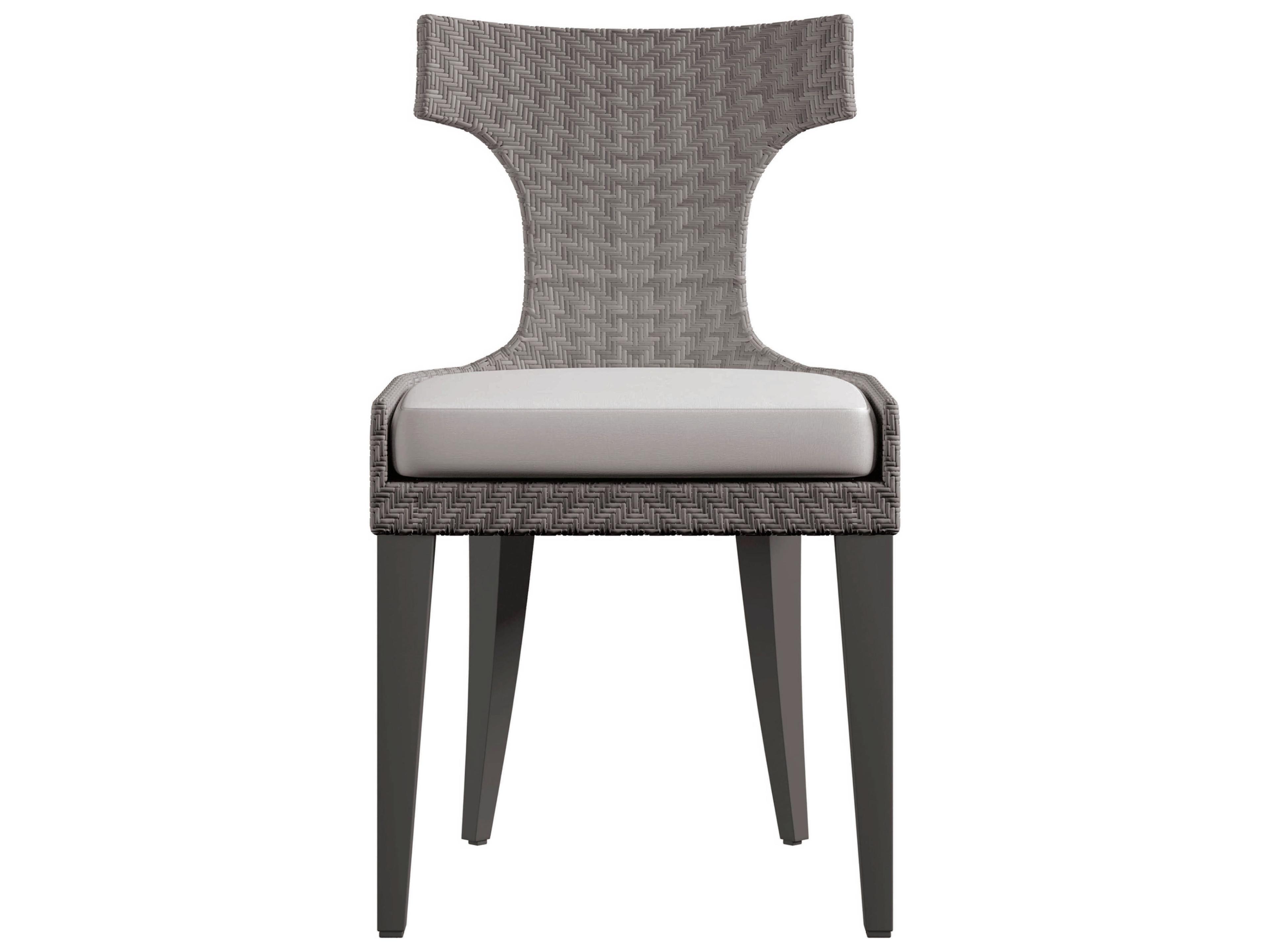 Bernhardt Exteriors Graphite Pewter Gray Teak Cushion Dining Chair
