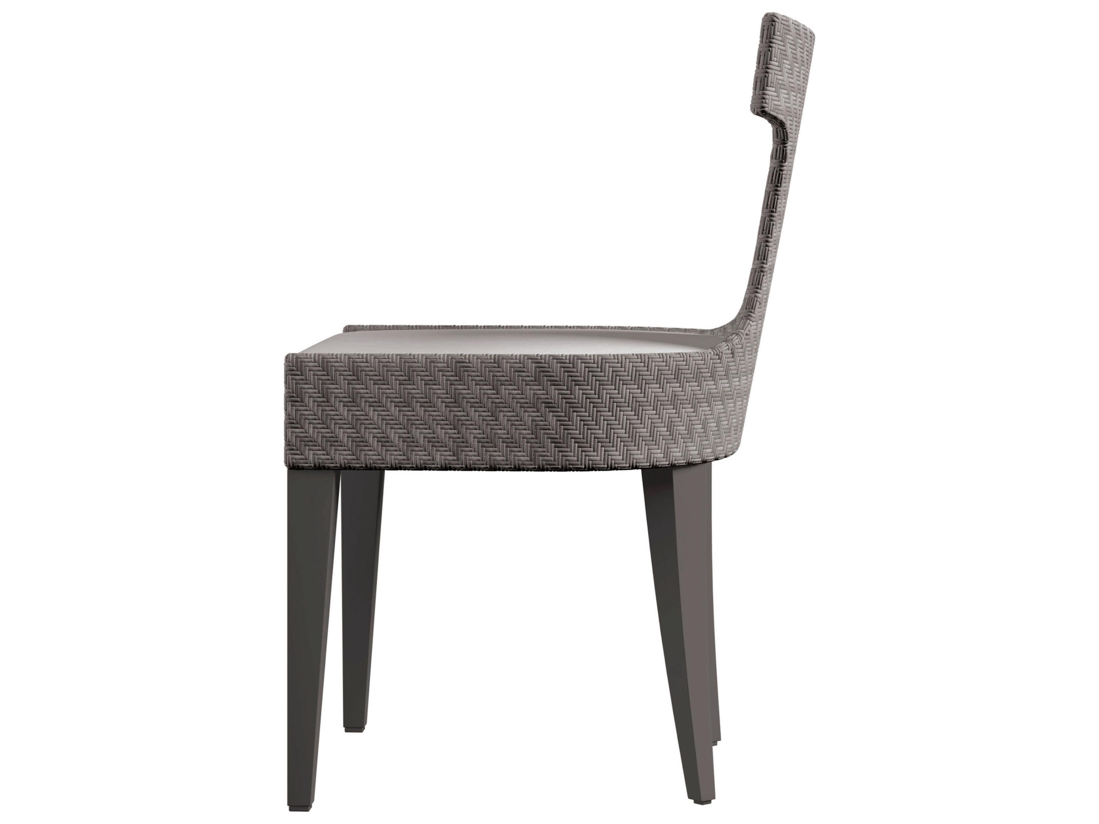 Bernhardt Exteriors Graphite Pewter Gray Teak Cushion Dining Chair