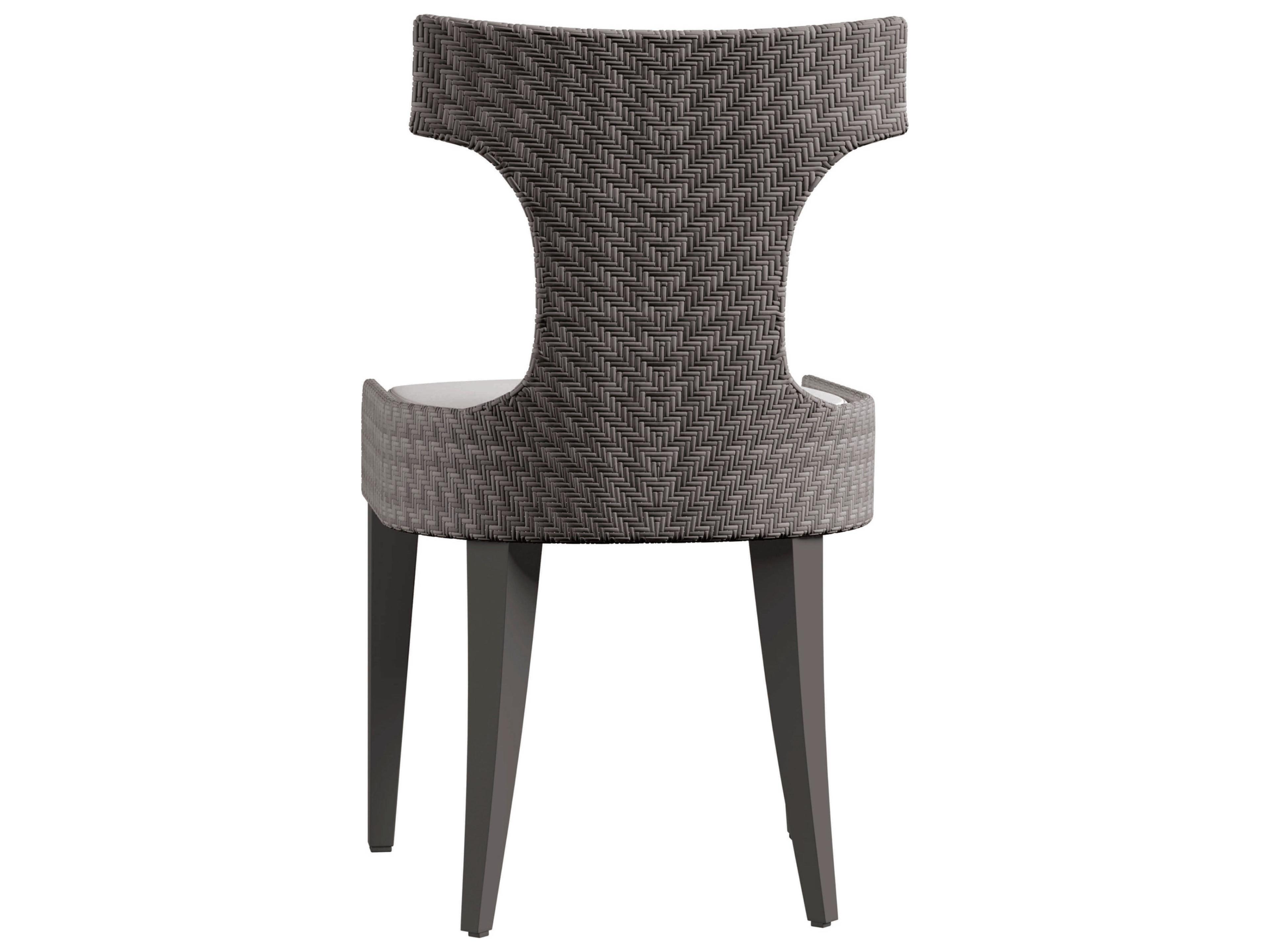 Bernhardt Exteriors Graphite Pewter Gray Teak Cushion Dining Chair