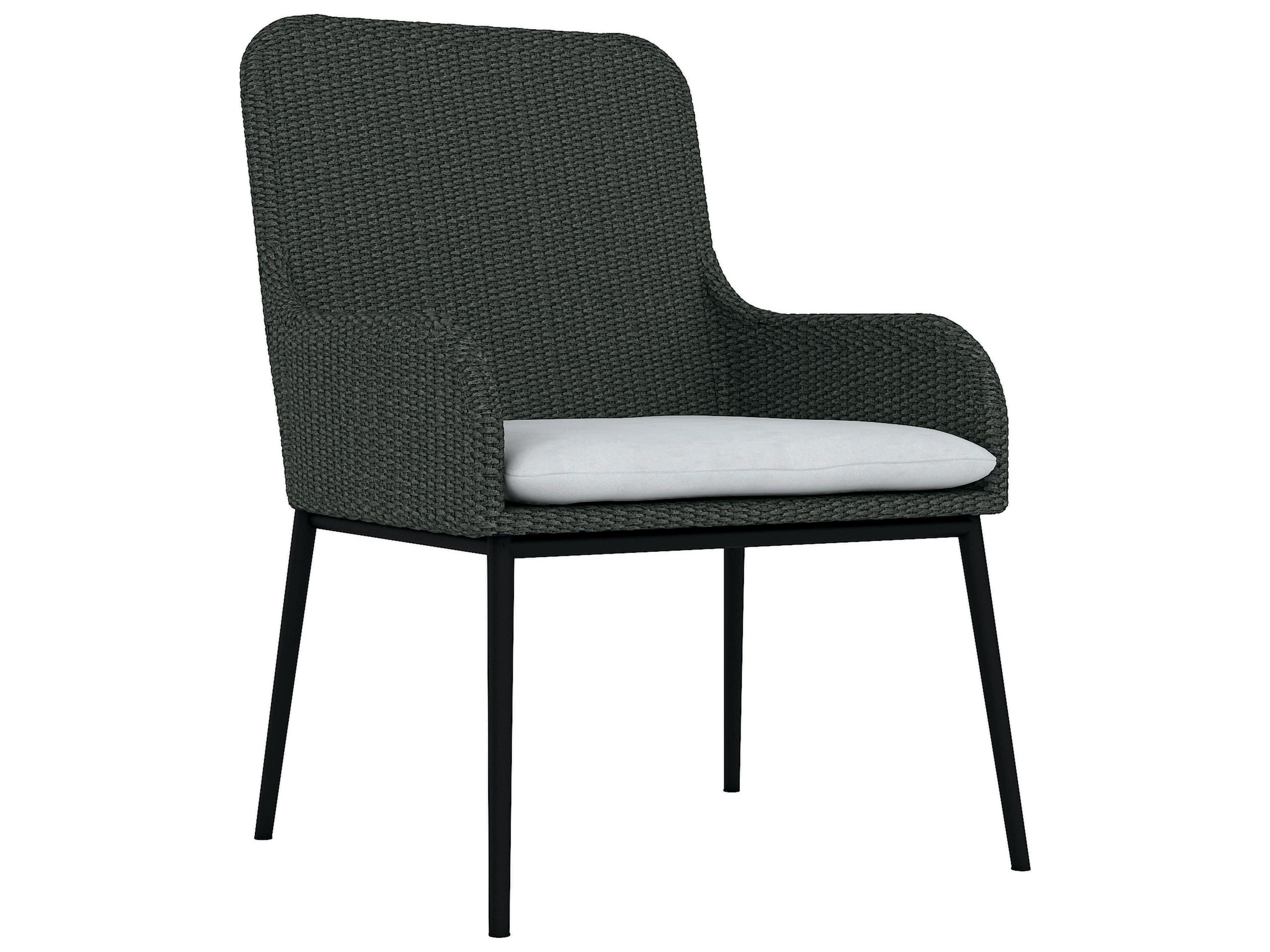 Bernhardt Exteriors Gray Flannel / Lava Antilles Arm Outdoor Patio Dining Chair with Cushion