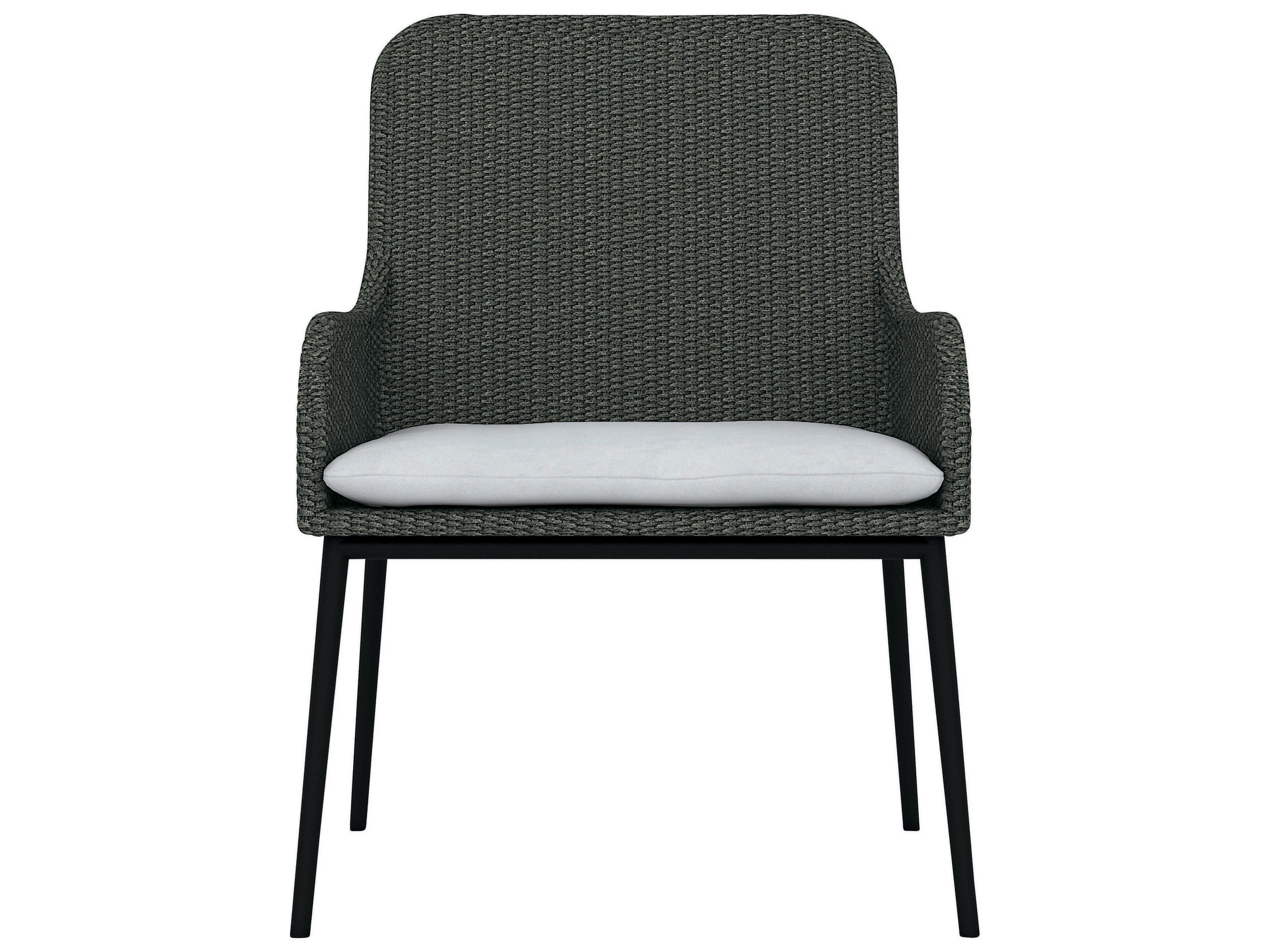 Bernhardt Exteriors Gray Flannel / Lava Antilles Arm Outdoor Patio Dining Chair with Cushion