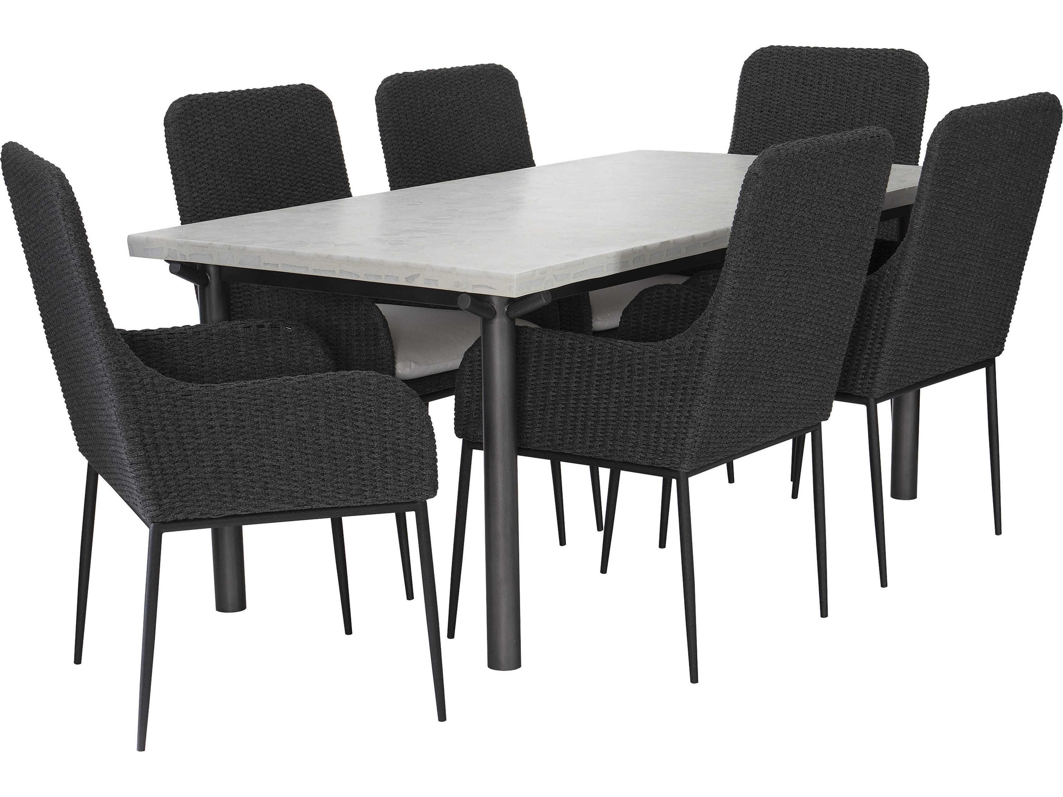 Bernhardt Exteriors Gray Flannel / Lava Antilles Arm Outdoor Patio Dining Chair with Cushion