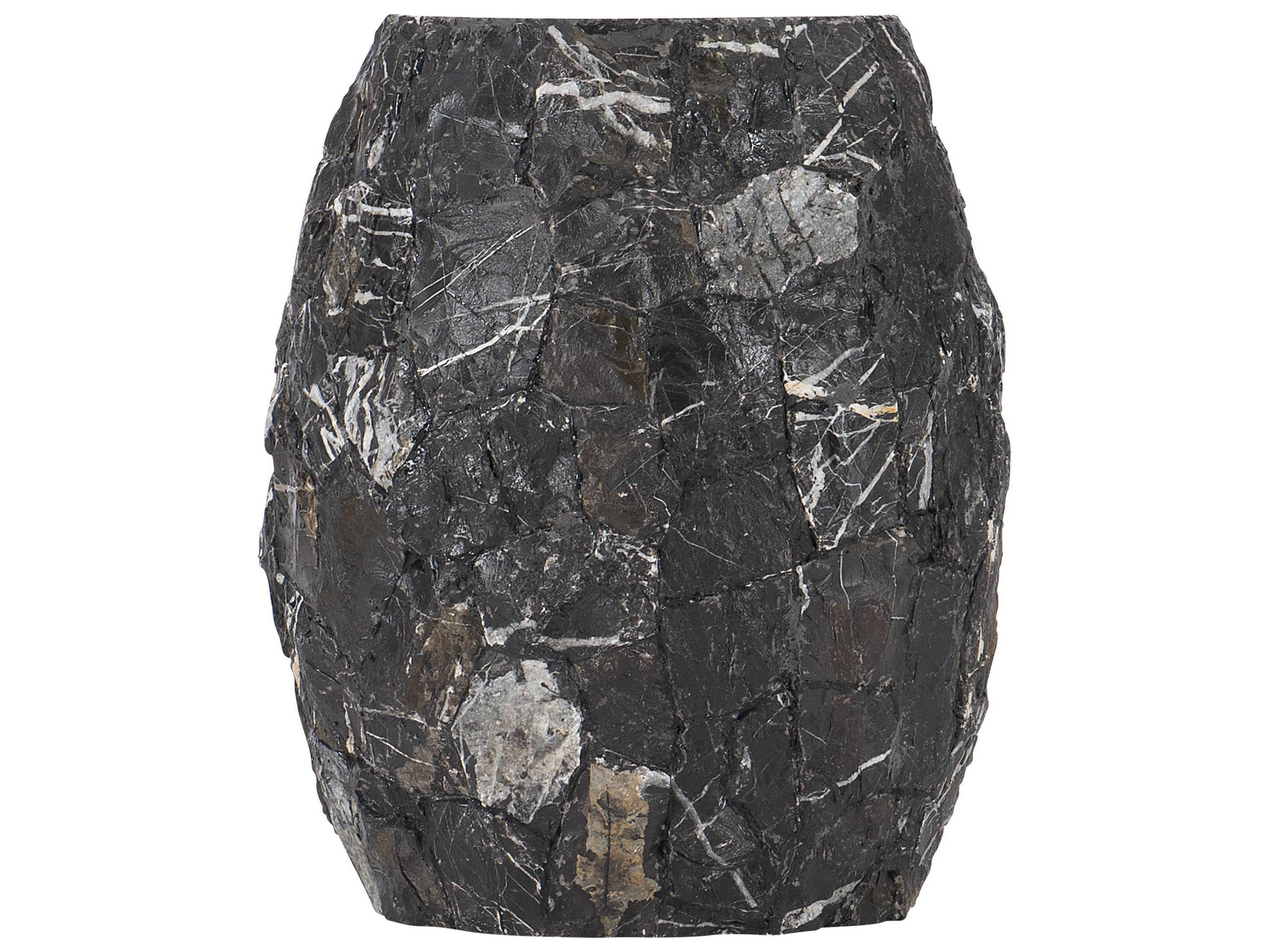 Bernhardt Exteriors Tambora Dark Gray / White Round Outdoor End Table