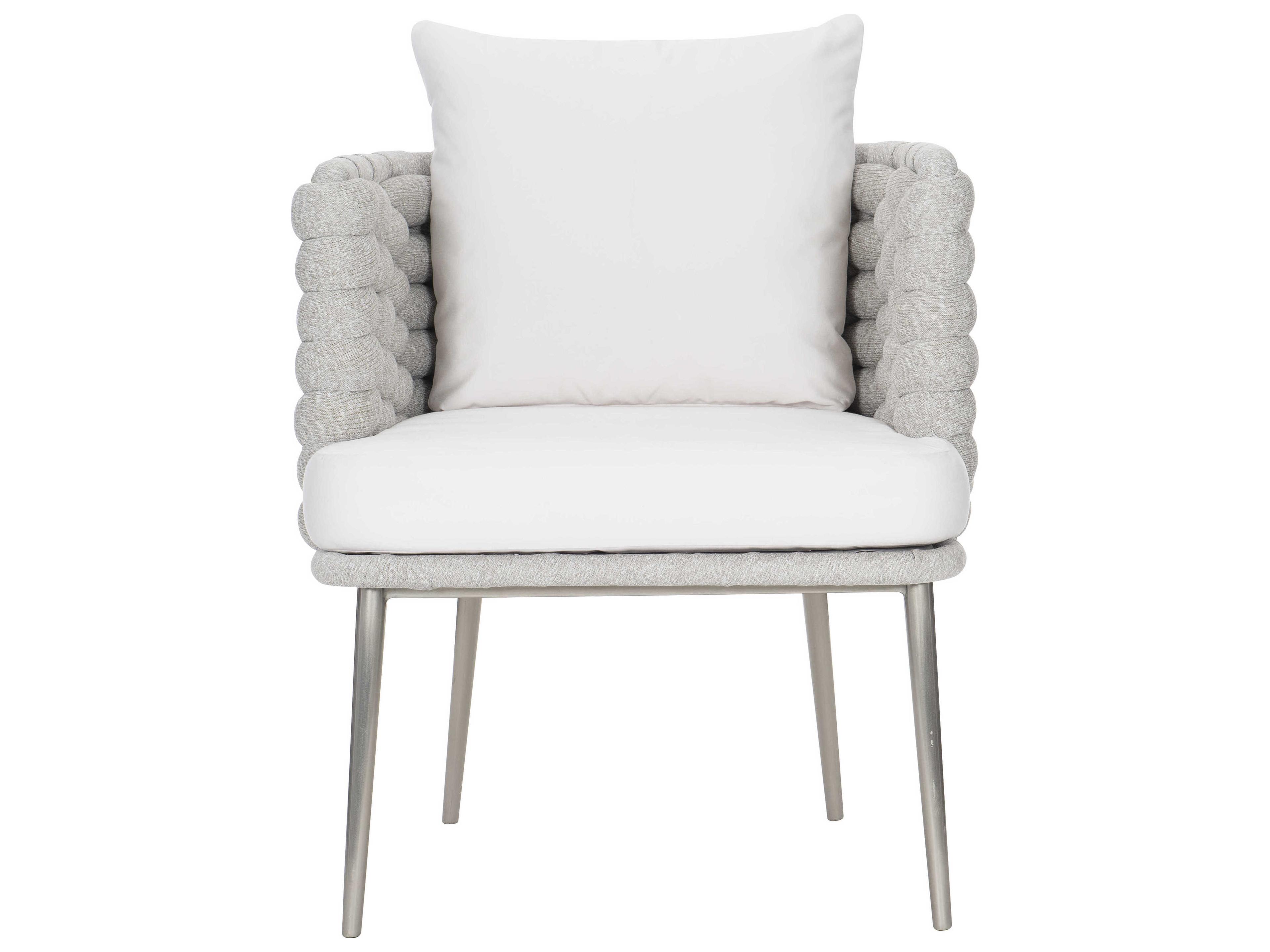 Bernhardt Exteriors Silver Mist Santa Cruz Arm Outdoor Dining Chair with Nordic Grey Cushion